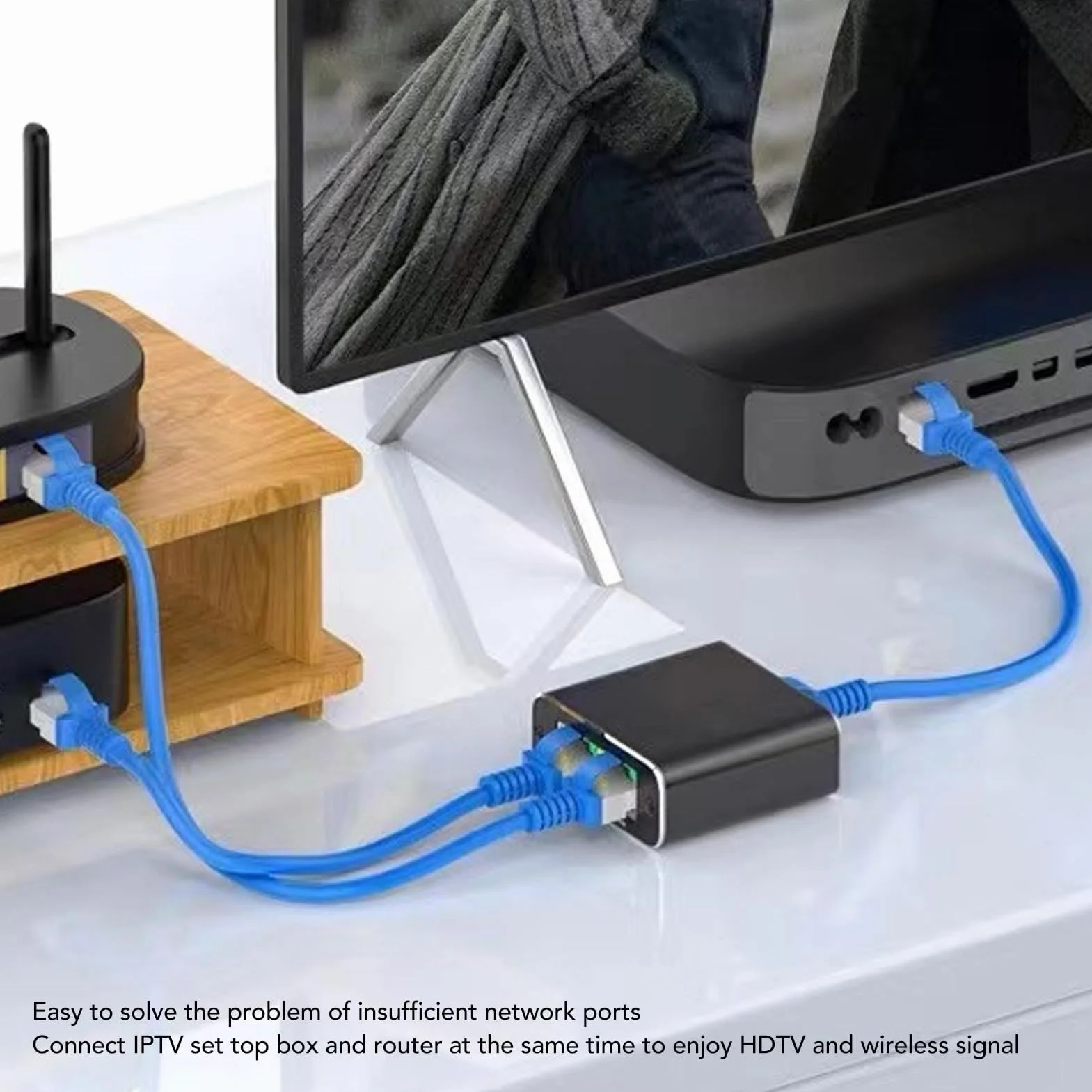 Gigabitowy Adapter Sieciowy RJ45, Rozdzielacz Kabla Ethernet 1 do 2, Cat5, Cat5e, Cat6, Cat7, Złącze Rozszerzenia Sieciowego RJ45, Dwa Urządzenia udostępniają Rozdzielacz