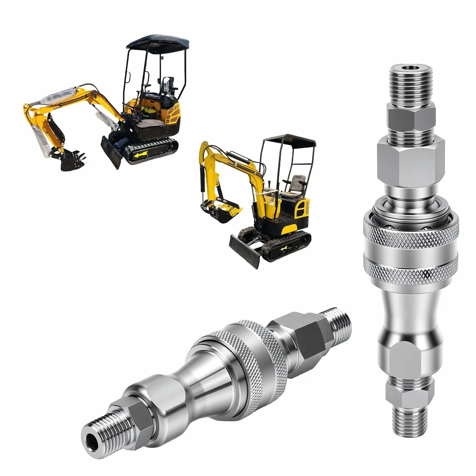 Luocute Hydrauliczny Adapter do Szybkiego łączenia, M14 żeński na Męski | do minikoparki, 2 zestawy złączy metrycznych do osprzętu kompaktowego, zestaw do konwersji złączy hydraulicznych z gwintem