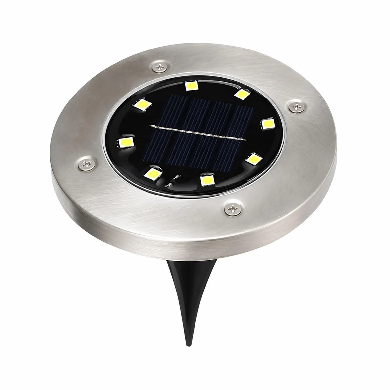 Lampy Solarne Naziemne, Solarne Lampy Gruntowe 8LED Zewnętrzne Ze Stali Nierdzewnej do ścieżki tarasowej(White,8PCS)
