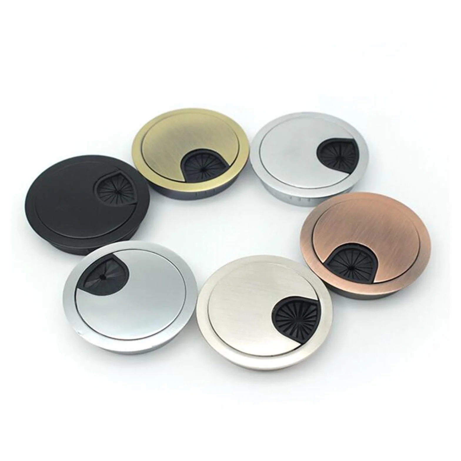 Przelotka na biurko, 2 szt. Drut ze stopu cynku pokrywa otworu komputerowe przelotka kabel Port wylotowy Winder uchwyt organizator sprzęt meblowy(D,80mm)
