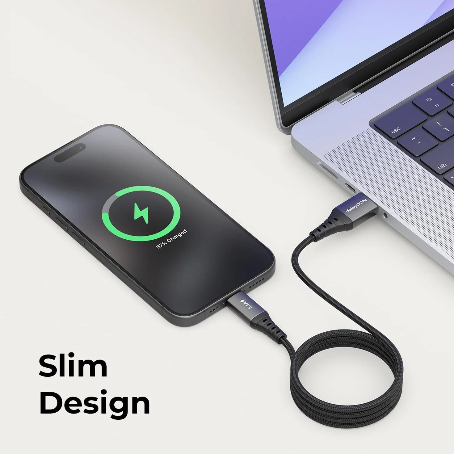 deleyCON Kabel USB-C 3,1A 1m USB-A do USB-C Ładowanie i Dane