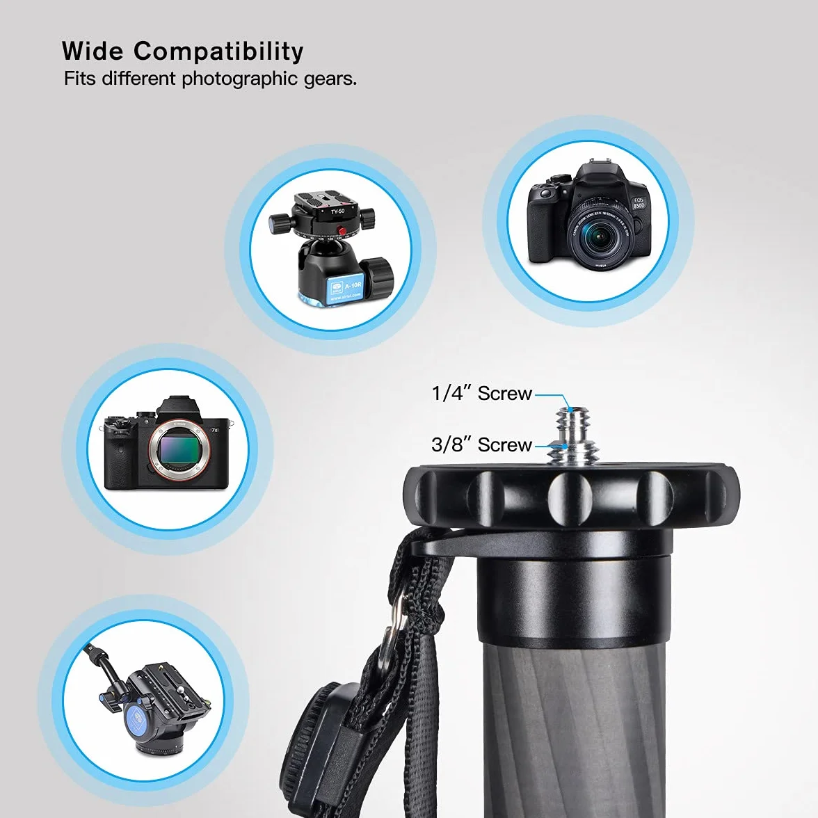 SIRUI AM-326M Carbon Monopod statyw jednonożny 6 części włókno węglowe maks. obciążenie 10 kg