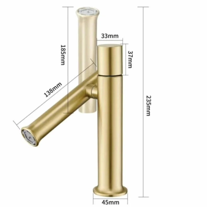 TYKHGFS Nikiel szczotkowany ze stali nierdzewnej 304, jednootworowa, montowana na blacie bateria łazienkowa, 2-trybowy wąż, 60 cm, armatura do gorącej wody zimnej (C)