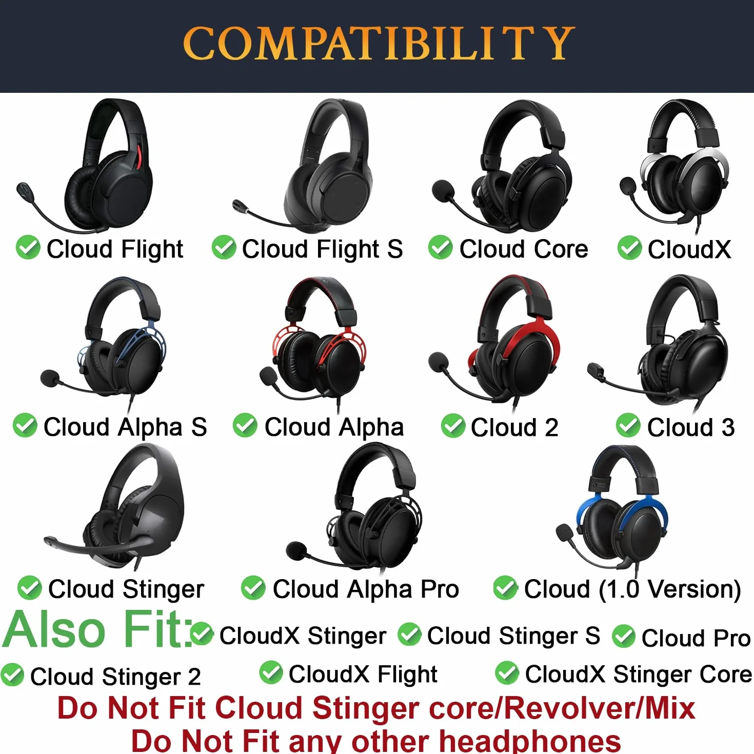 SOULWIT Żel chłodzący nauszniki do HyperX Cloud 2/3/1/Alpha/Flight/Stinger/Stinger2/Core/Pro, CloudX Stinger/Flight