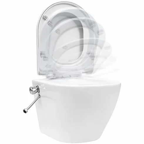 Toaleta ścienna bez obramowania z funkcją bidetu – nowoczesna toaleta ceramiczna z miękkim siedziskiem do łazienki