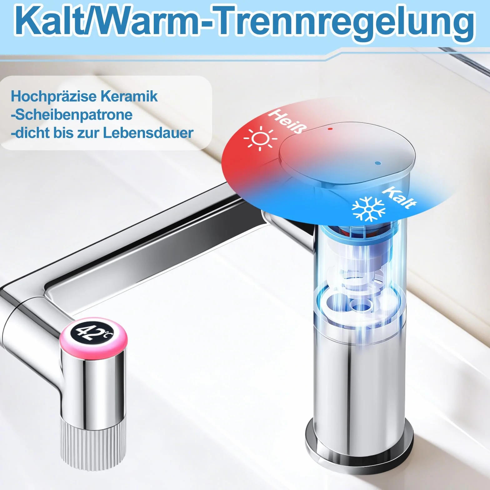 Bateria łazienkowa, obracana o 1080°, armatura umywalkowa, z regulacją wysokości