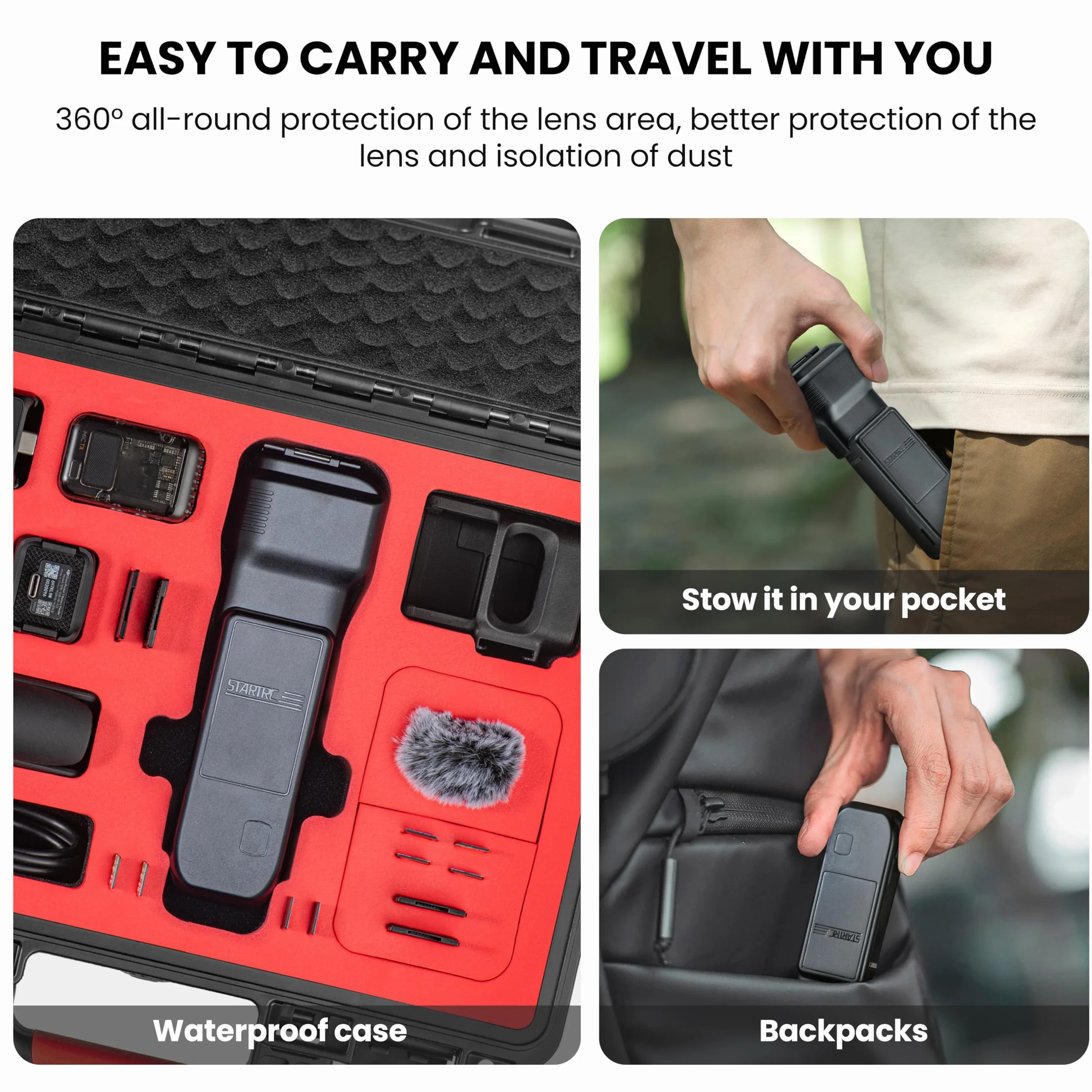 STARTRC Pocket 3 Gimbal pokrowiec ochronny do DJI Osmo Pocket 3 Creator Combo, ochrona przed upadkiem, r?czny ochraniacz ekranu obiektywu aparatu do DJI Pocket 3 akcesoria（NOT for POKECT4）