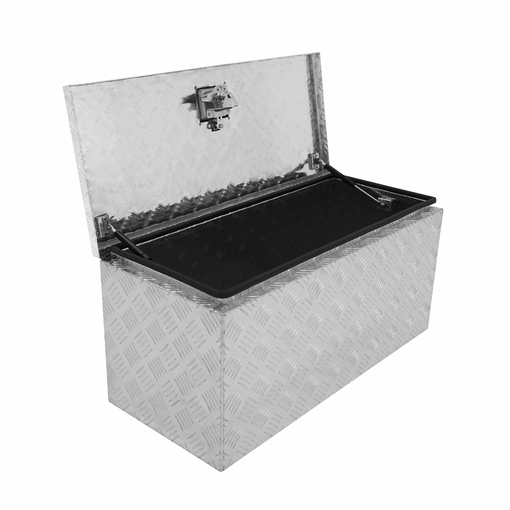 Aluminiowa skrzynka narzędziowa, zamykana skrzynia 102 l, 2 klucze, przyczepa, ciężarówka, furgonetka, skrytka, wytrzymała płyta kontrolna, gumowa podstawa i uszczelka, walizka do przenoszenia XL 810