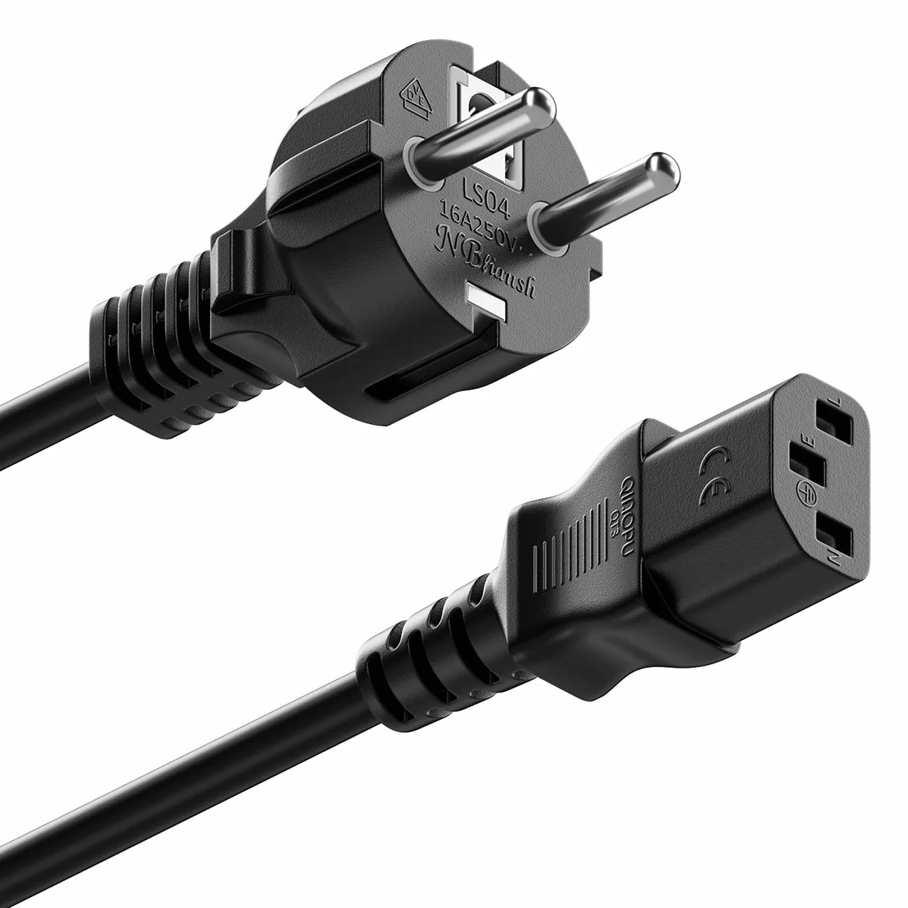 deleyCON 3,0m Kabel Zasilający Przewód Sieciowy Linia Prądu do Urządzeń Wtyk Ochronny Typ F (CEE 7/7) na Gniazdo C13 PC Komputer Monitor Drukarka Projektor - Czarny