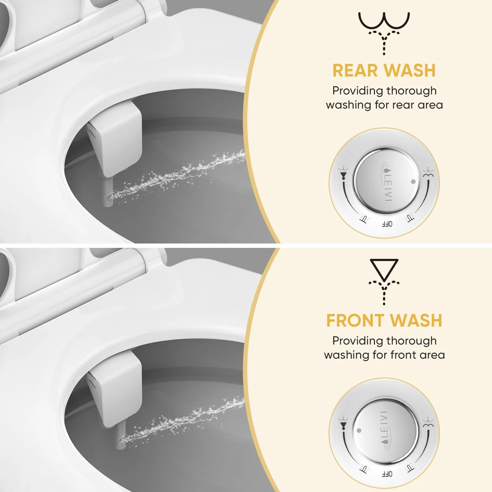 LEIVI Ultracienkie mocowanie bidetu do toalety, bidety do istniejących toalet z podwójną dyszą, higieniczny bidet toaletowy, spryskiwacz świeżej zimnej wody, regulowane ciśnienie wody