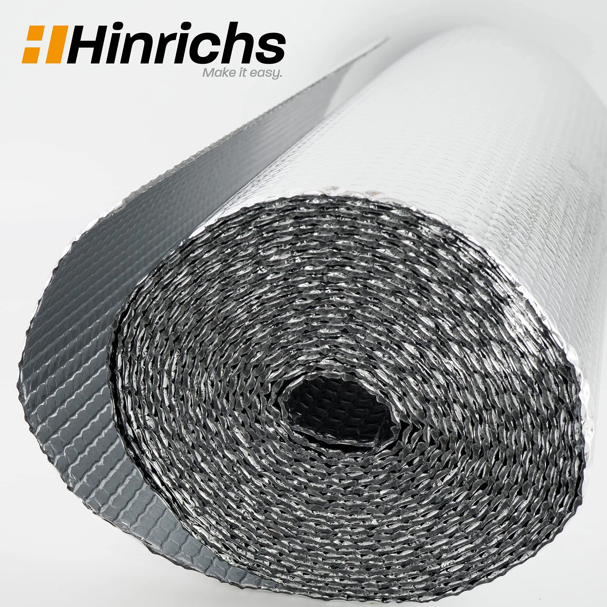 Hinrichs Folia izolacyjna 10 m x 60 cm – folia termiczna do okien, samochodu, na kemping lub basen – idealna jako izolacja cieplna, ochrona przed zimnem i zaciemnienie – obustronnie powlekana