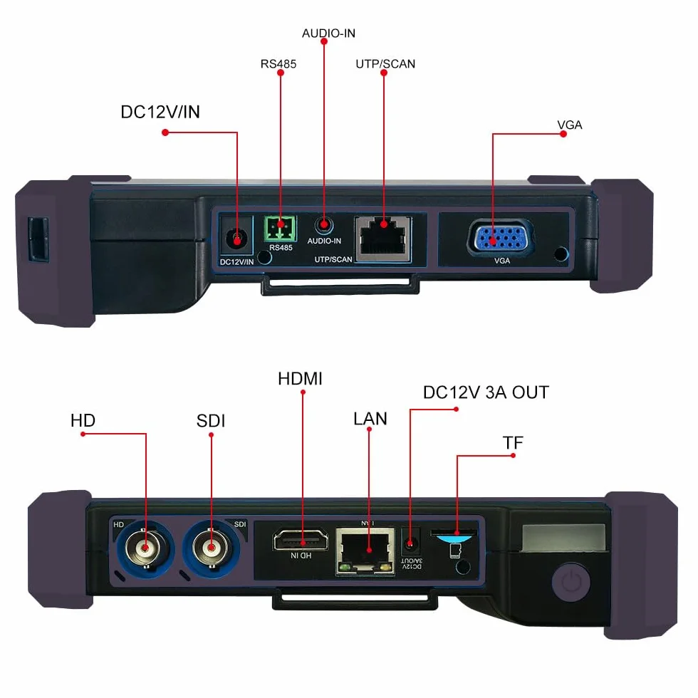Tester CCTV, Fioletowy 5200C 12MP Tester IPC 8MP/AHD/CVI/TV/SDI kamery CCTV Monitor z VGA dla CFTV(TI-Z9652)