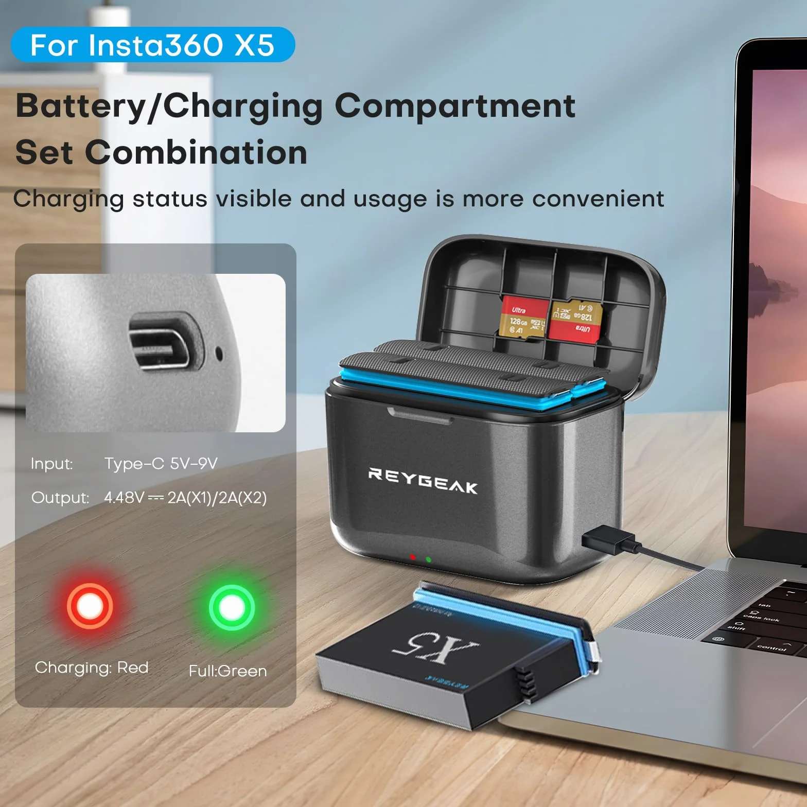 Akumulator litowy do Insta-360 X5 2 x 2800 mAh z ładowarką