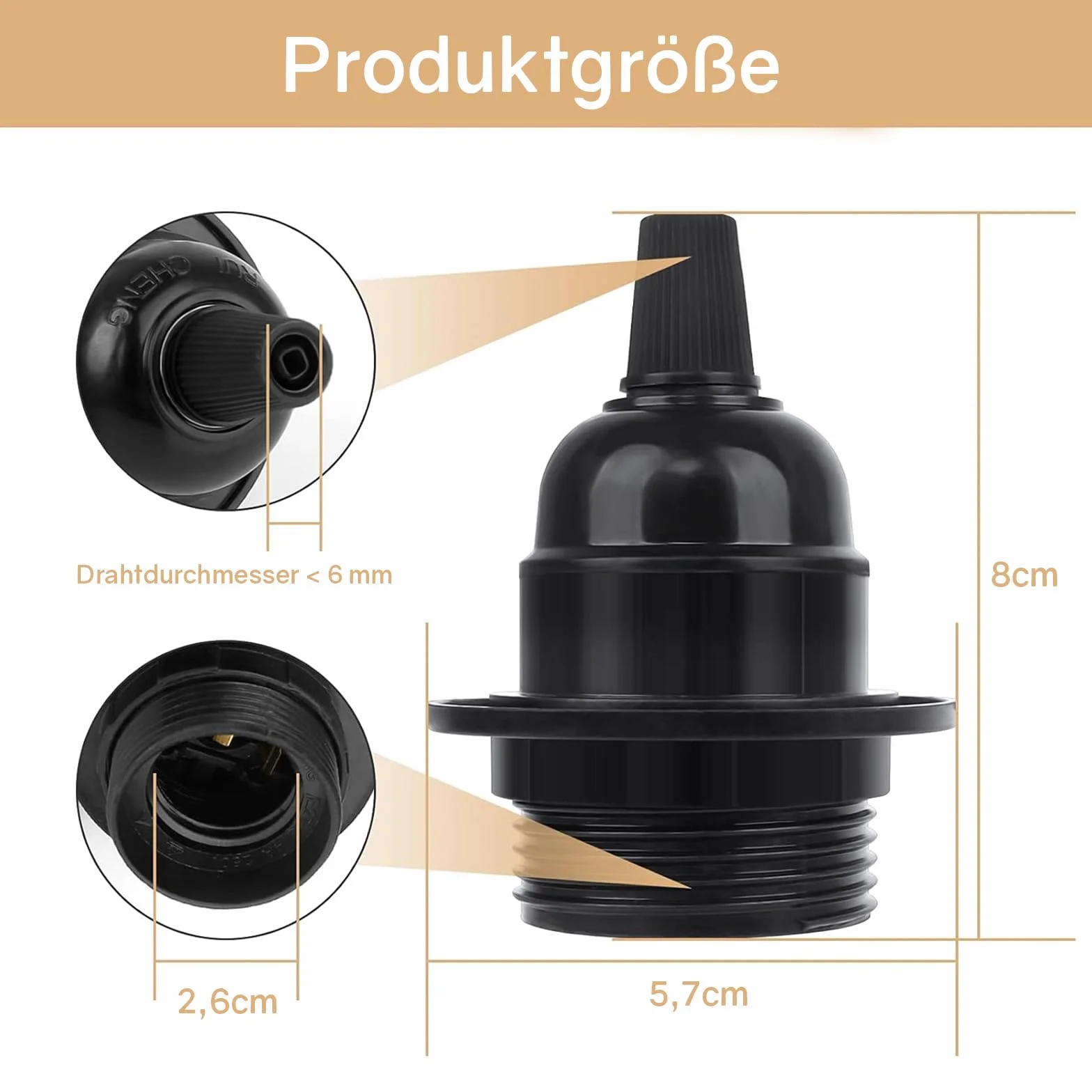 Powice Oprawka E27, 2x czarna, do lampy stołowej, stojącej lub sufitowej, oświetlenie retro