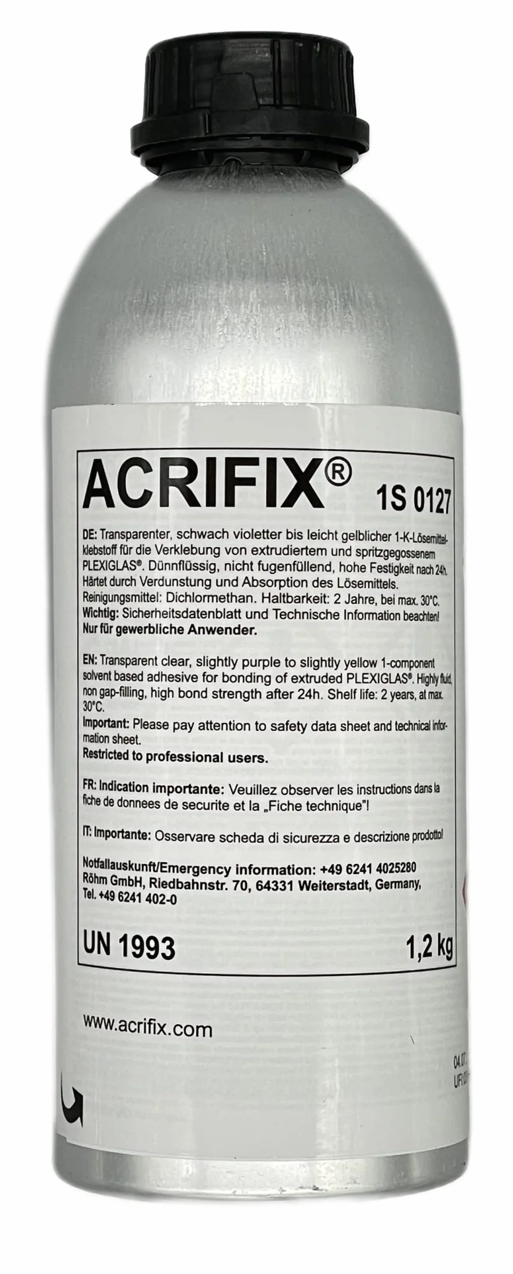 ACRIFIX 1S 0127 klej do szkła akrylowego PMMA 1-K klej rozpuszczalnikowy bezbarwny 1S0127 klej do tworzyw sztucznych poliwęglan