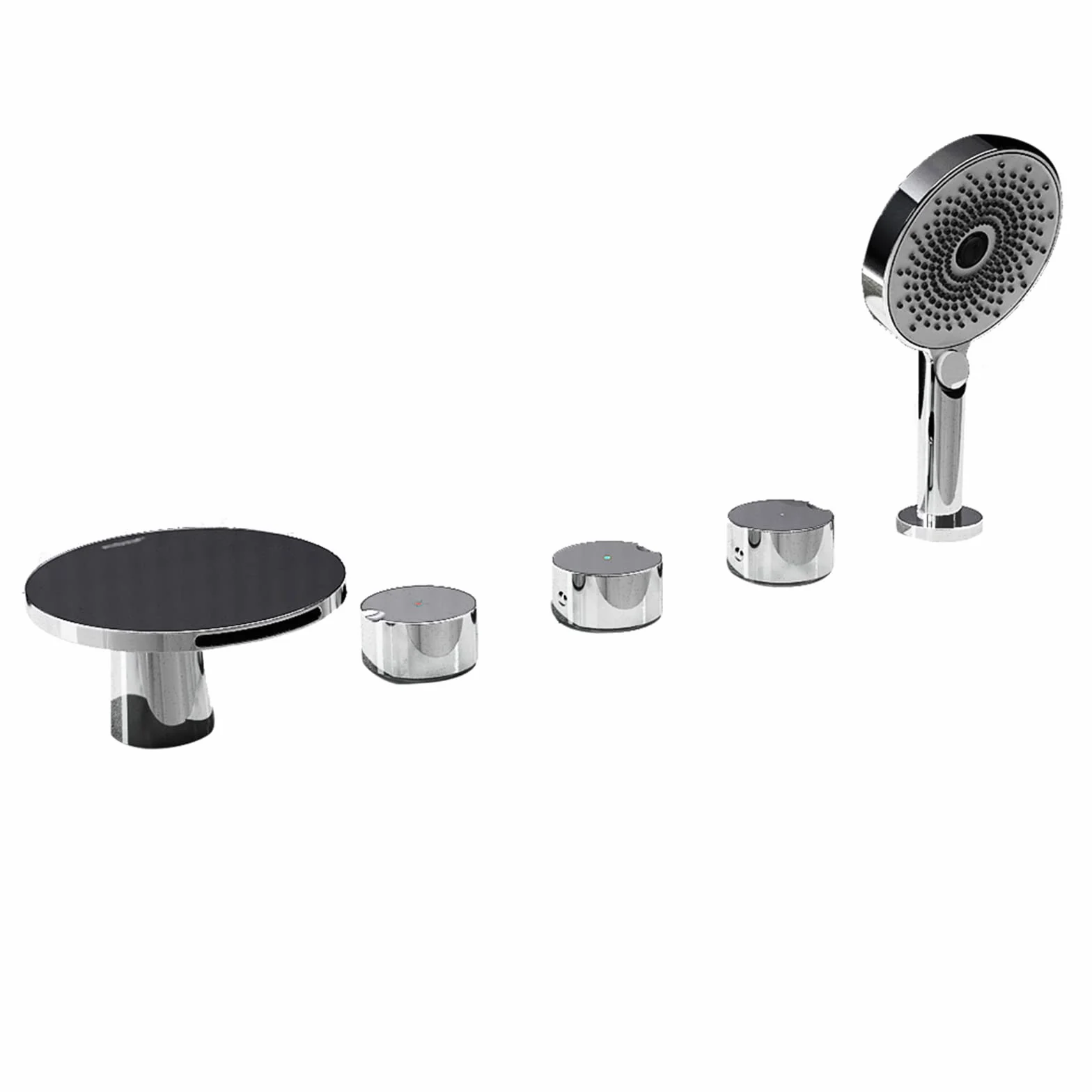 Bateria wannowo-prysznicowa, bateria wannowo-prysznicowa z prysznicem ręcznym, 5-otworowa bateria wannowo-prysznicowa - chrom(Chrome-A)
