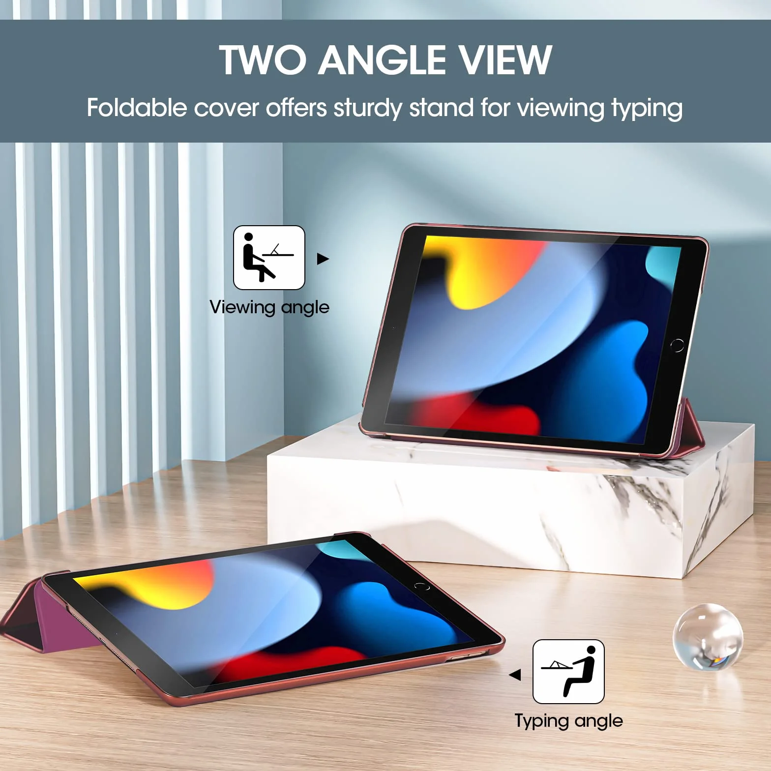 ProCase Etui ochronne Smart Case na iPad 9/8/7 generacji 10,2 cala 2021/2020/2019 - wino