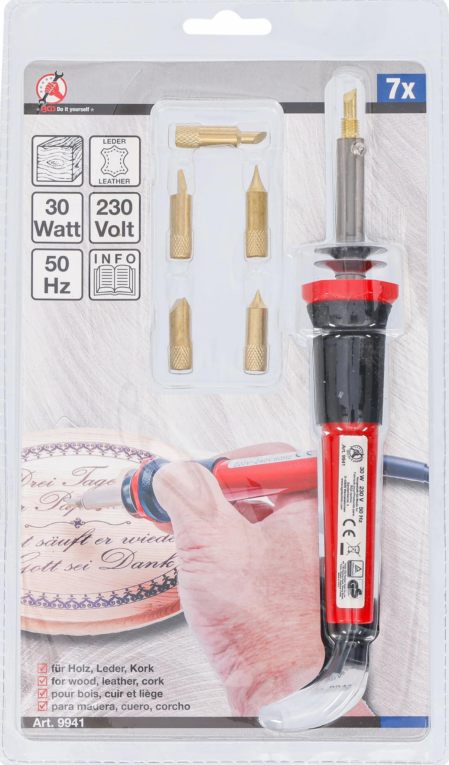 BGS Diy 9941 | Wypalarka i lutownica z akcesoriami | 7 szt.