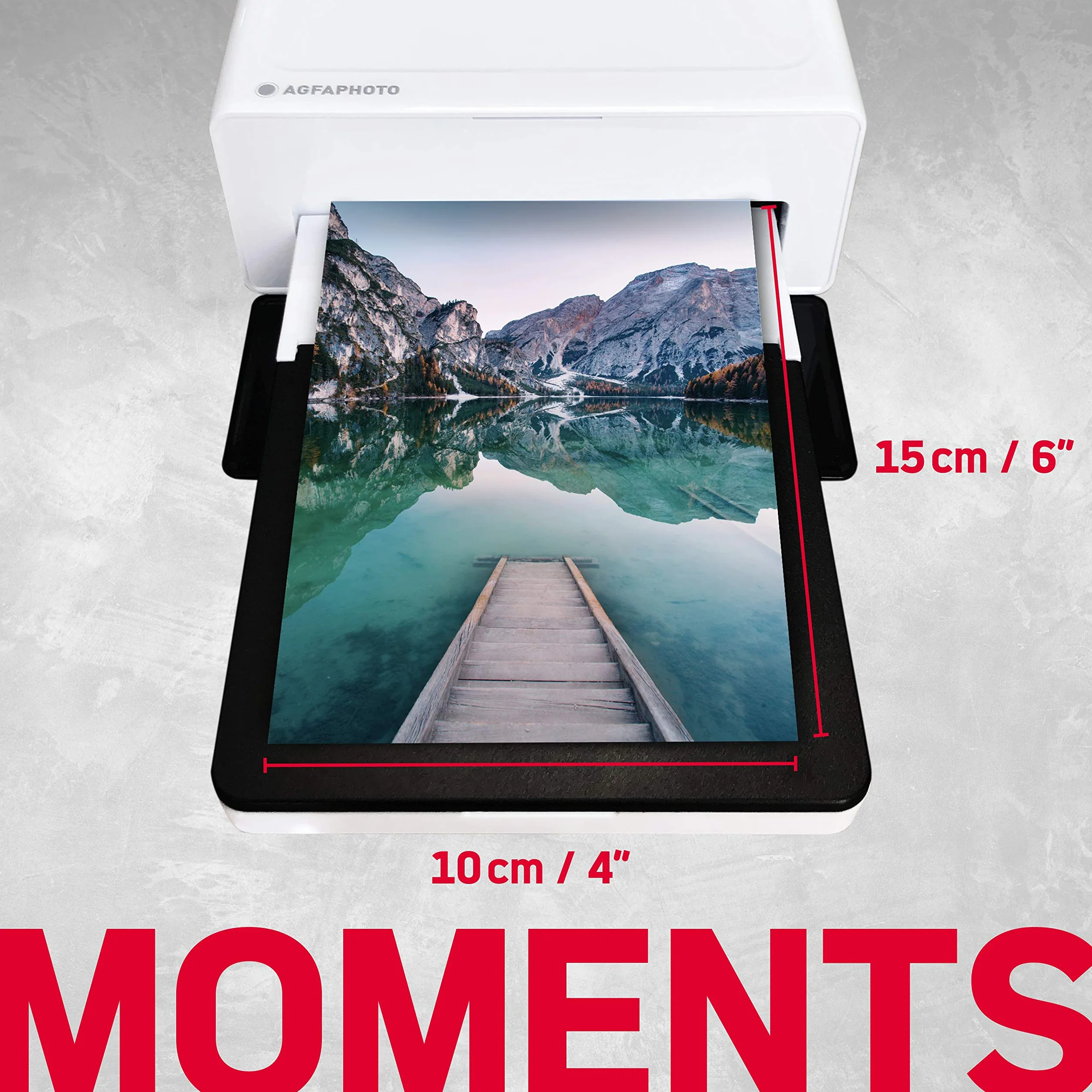 AgfaPhoto Realipix Moments AMO46 drukarka fotograficzna 10x15 cm Bluetooth 4Pass sublimacja termiczna Biała