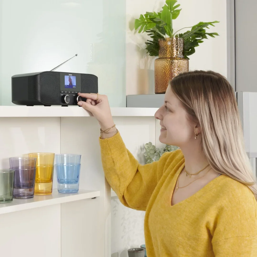 Hama DAB Plus Radio Kuchenne Bluetooth DR1410BT Cyfrowe Stereo Budzik AUX 3,5 mm FM Kolorowy Wyświetlacz Czarny