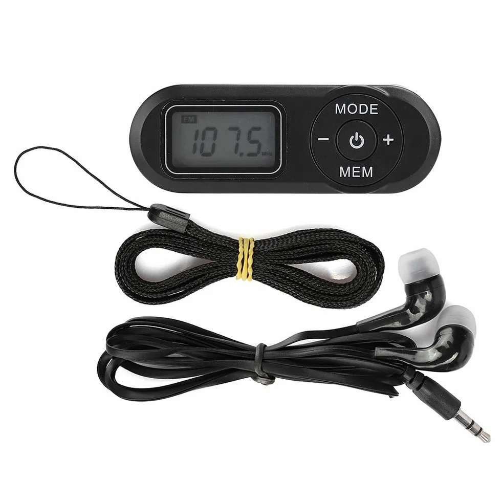 Miniradio FM, przenośne 1,1-calowe radio cyfrowe LCD, mini radio FM, z funkcją wyłączania, radio DAB, czarne radio słuchawkowe, funkcja pamięci DAB