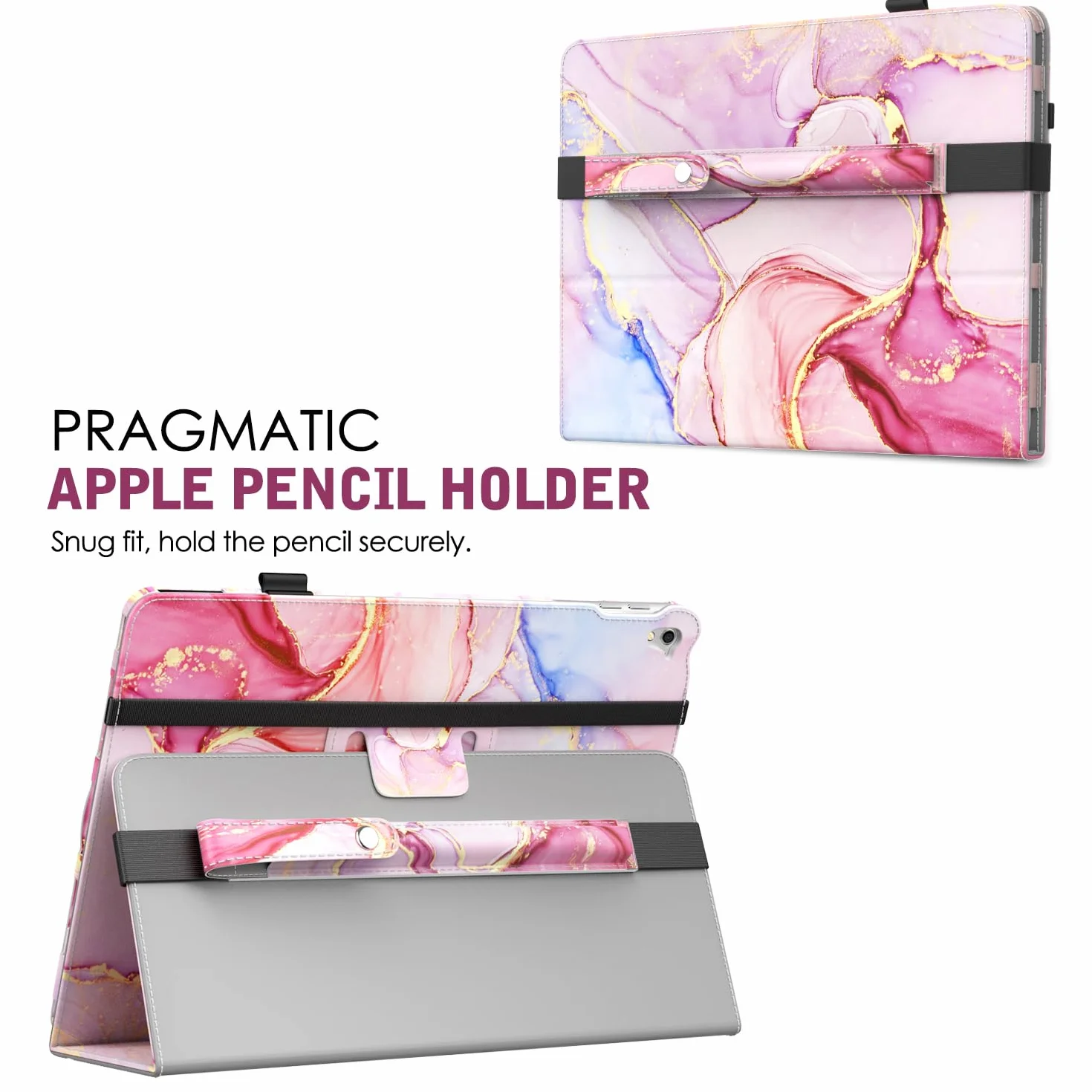 MoKo Apple Pencil Pro Holder PU Leather iPad Pencil Sleeve with Buckle Elastic Band