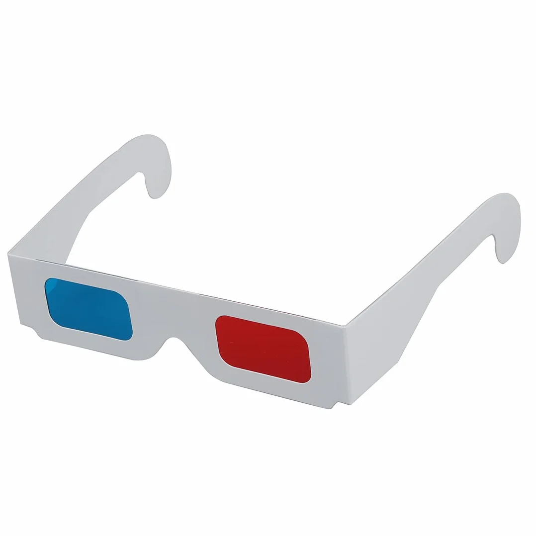 Czerwono-cyjan (niebieski) anaglifowe okulary 3D 3 wymiary (x 100)