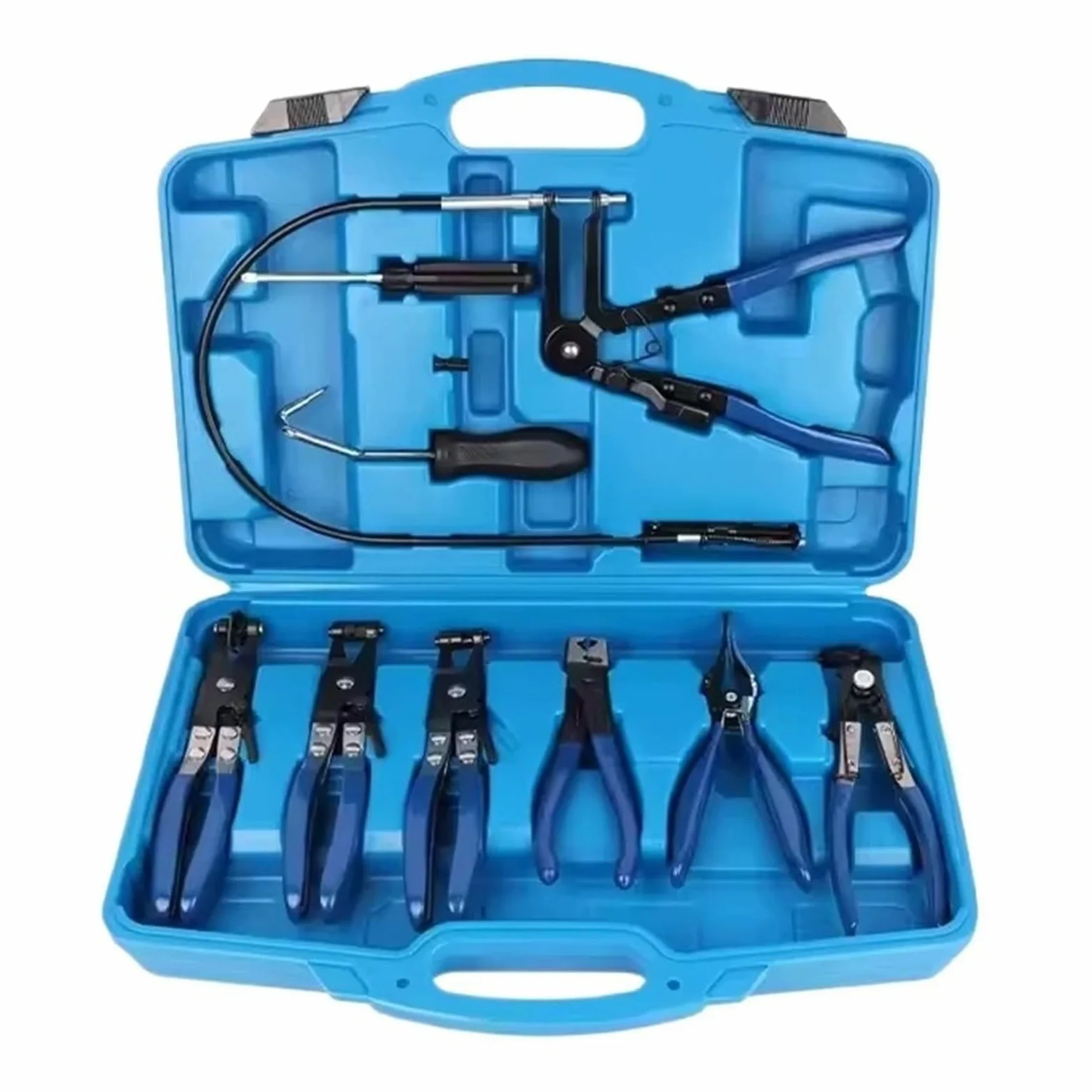 9pcs Trim Removal Tool Wire Long Reach Hose Clamp Pliers Set Fuel Oil Water Hose Auto Tools With Box For Car