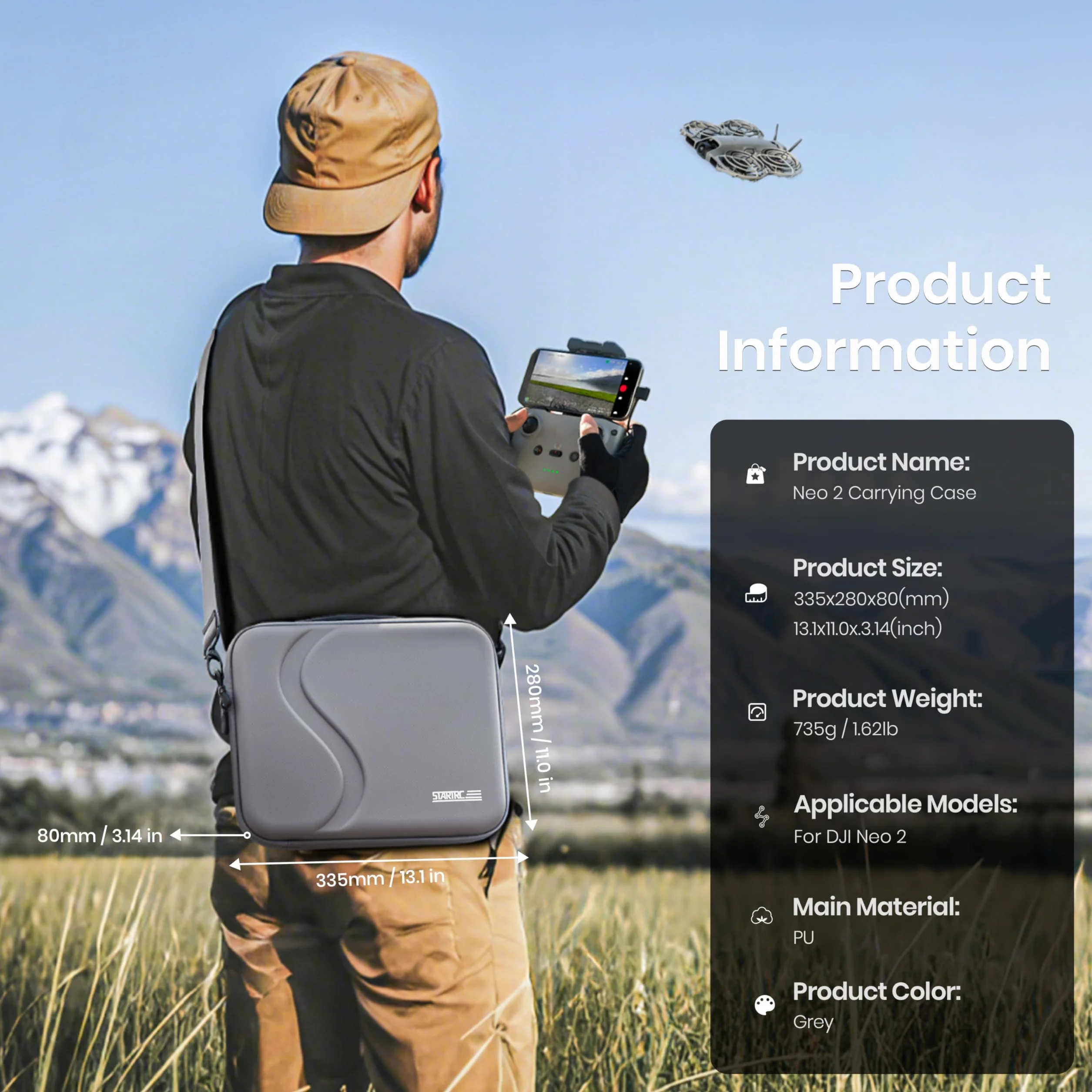 STARTRC Przenośna Torba Ochronna z PU dla DJI Neo 2 Fly More Combo – Etui na Drona