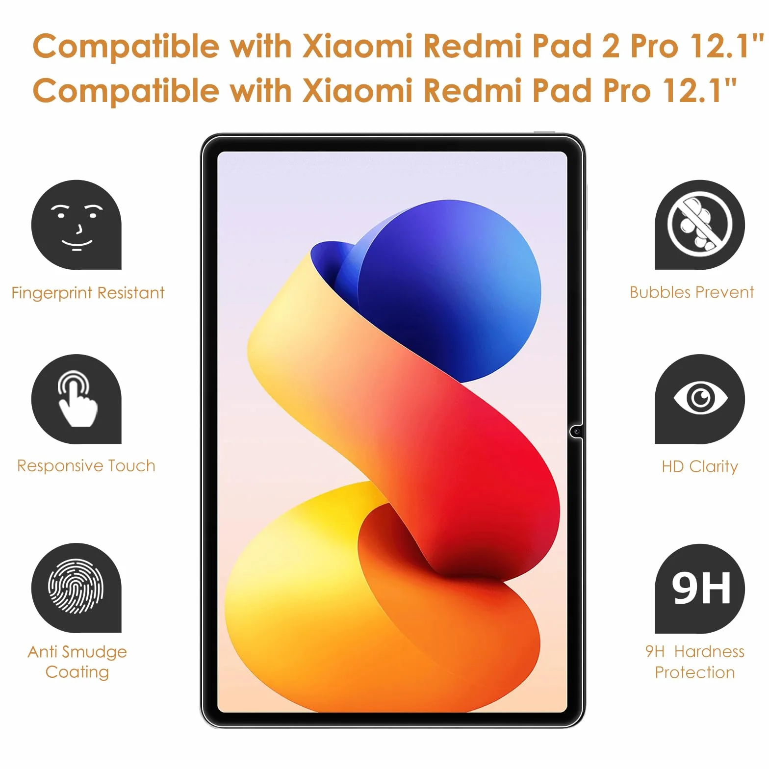 Folie ochronne Xiaomi Redmi Pad 2 Pro / Redmi Pad Pro / POCO Pad 12,1 cala, twardość 9H, 2 sztuki