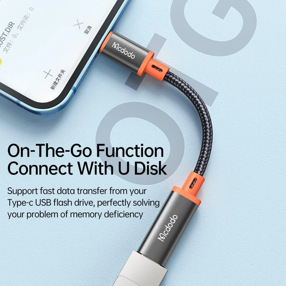 Mcdodo 4 w 1 adapter USB-C na Lightning OTG z ładowaniem audio, krótki do iPhone, iPad, AirPods