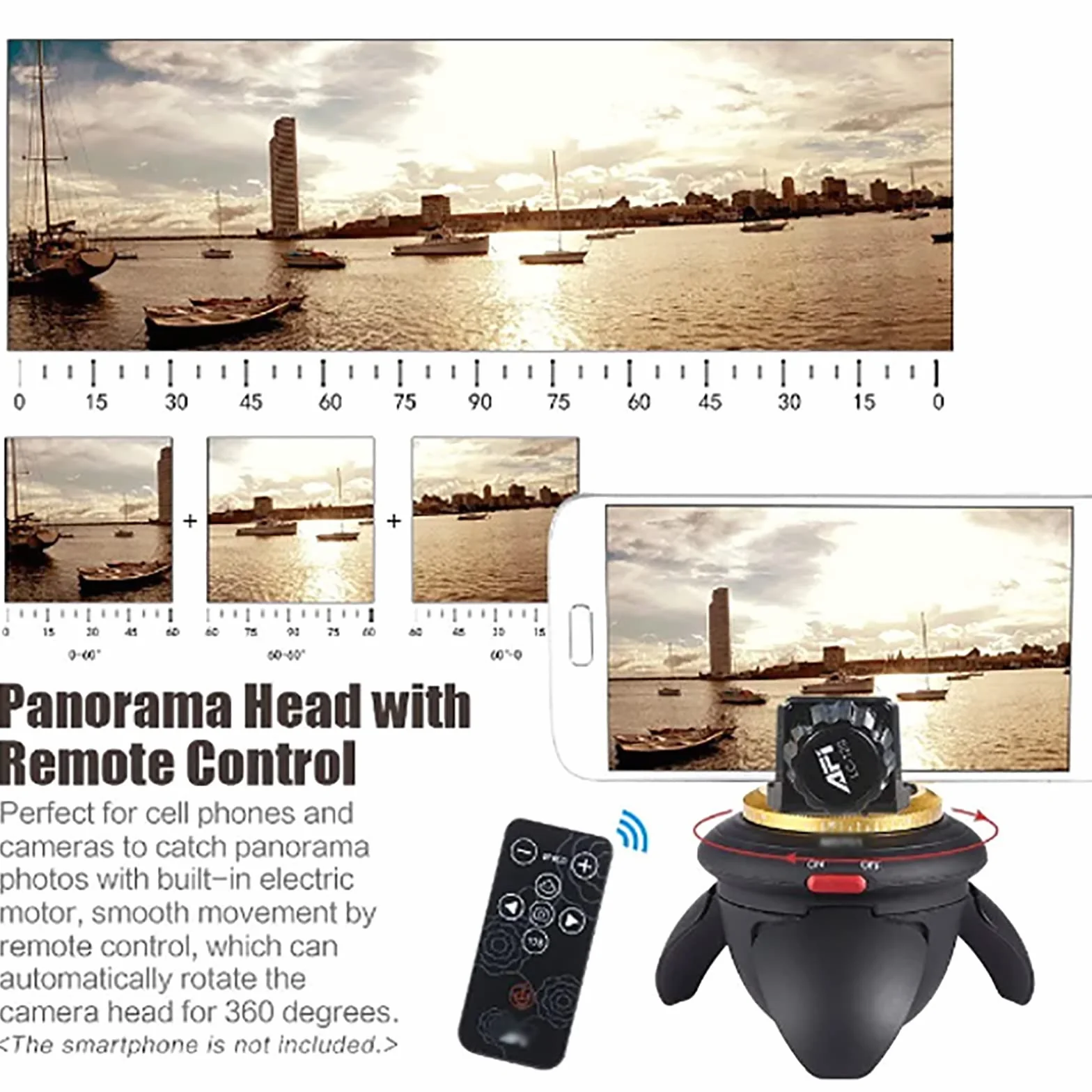 Głowica statywu 72 mm automatycznie zmotoryzowana obrotowa panoramiczna 360° uniwersalny otwór 1/4