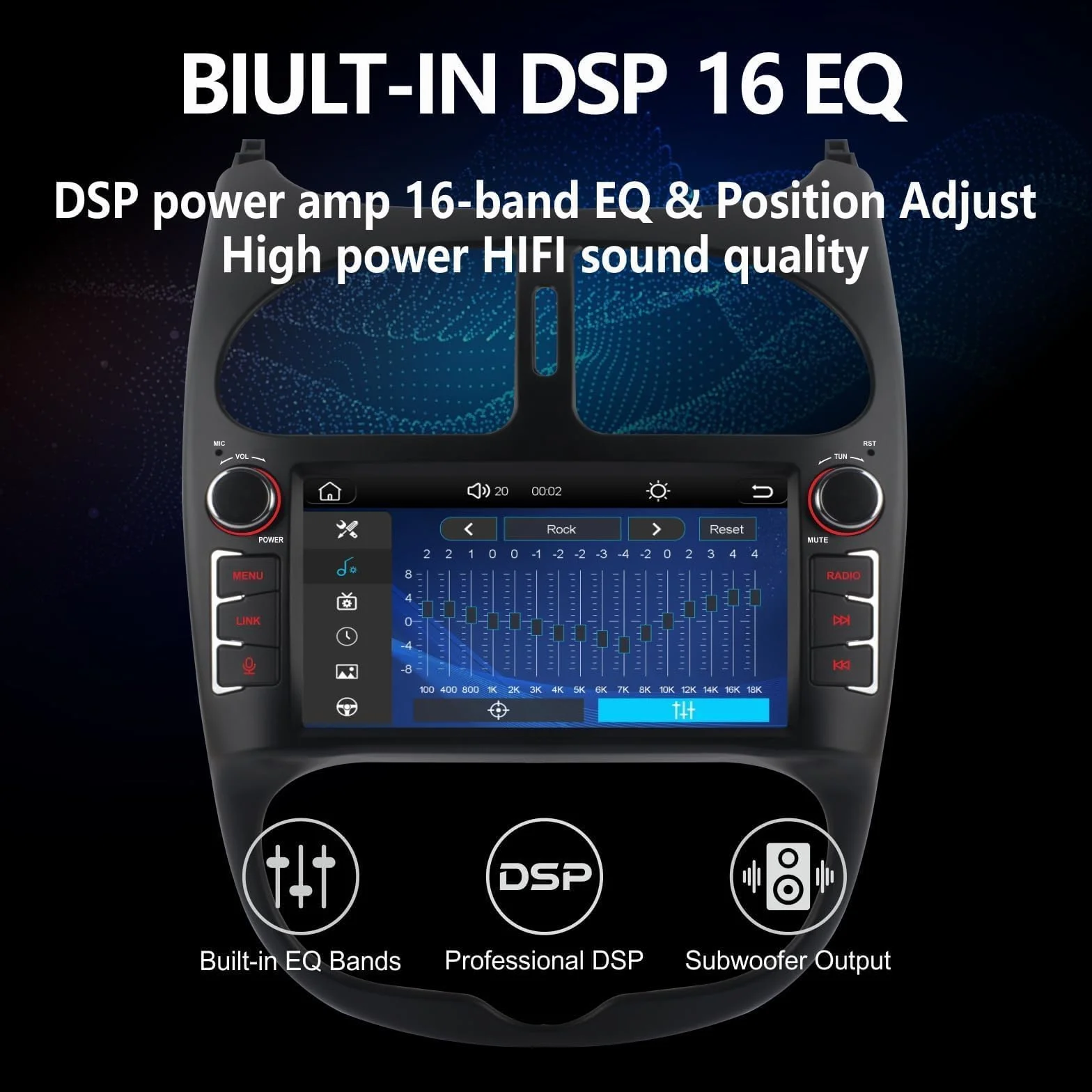 Radio samochodowe Carplay Android bezprzewodowy ekran dotykowy do Peugeot 206 206cc Citroen C2 (2002-2010) FM/AM/RDS Bluetooth