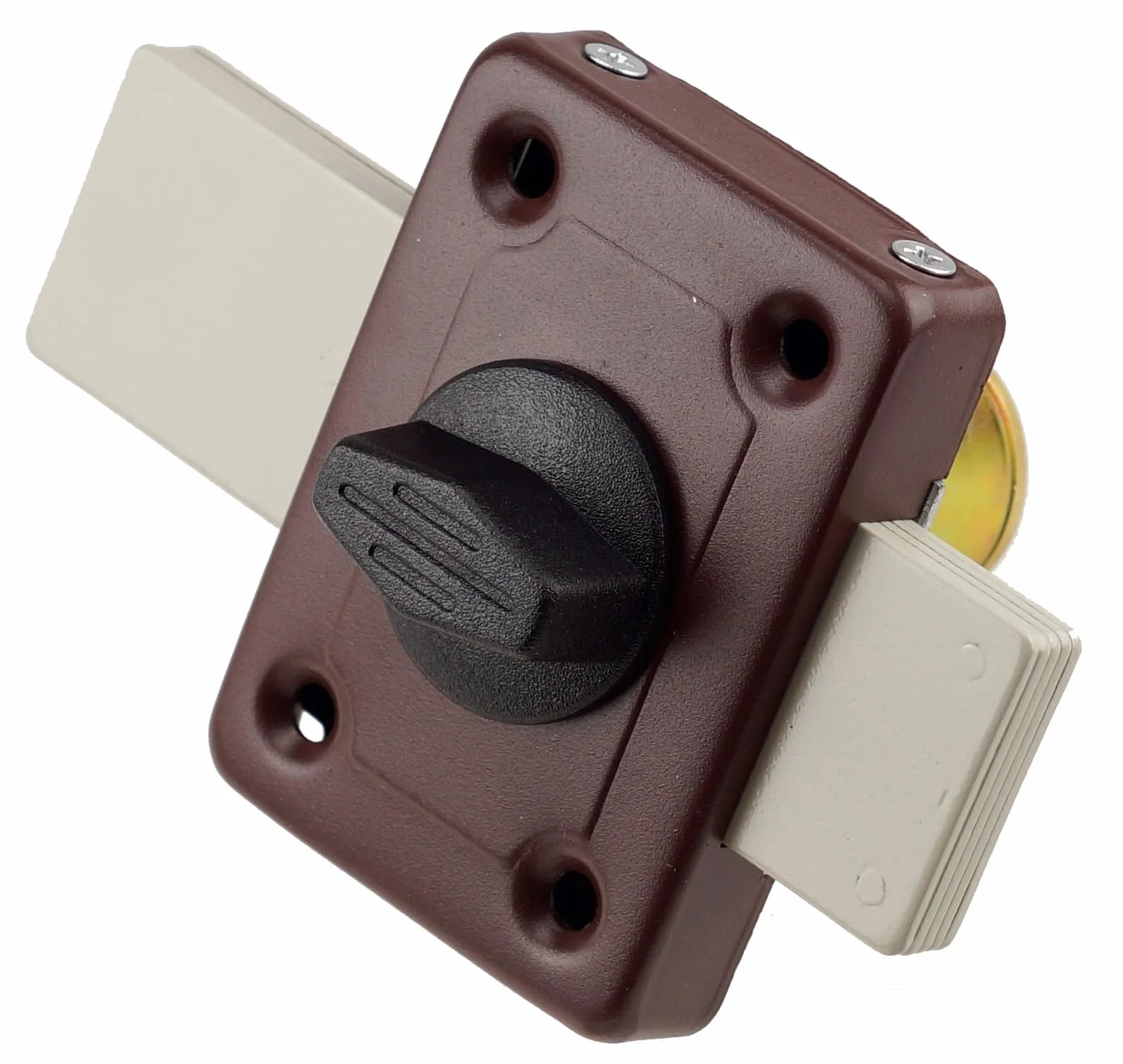 Zamek ryglowy z cylindrem 140 mm brązowy, do drzwi i bram, zabezpieczający, blokujący