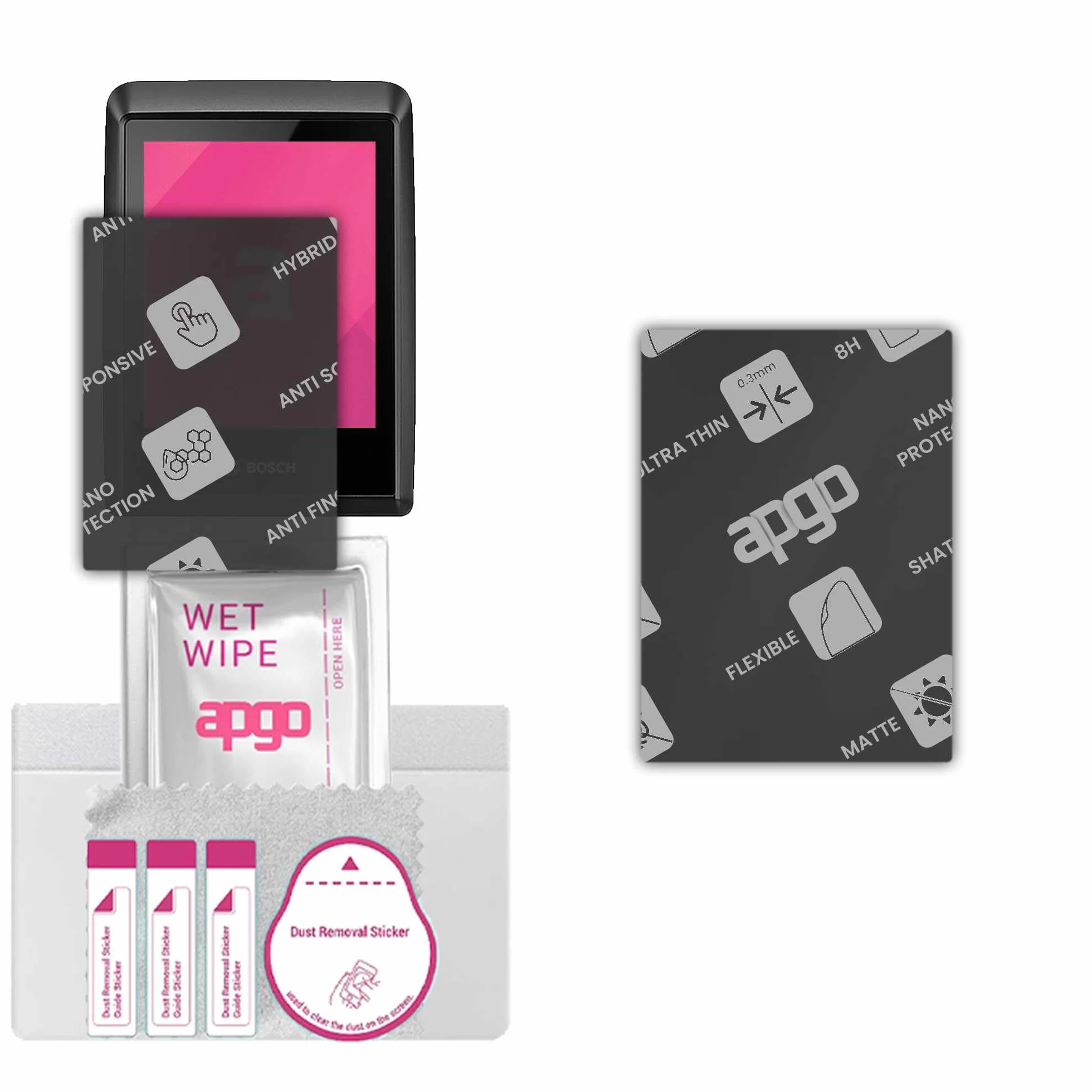 apgo MATTE Hybrid Glass Screen Protector do Bosch Kiox 300, szkło hybrydowe MATOWE, zamiennik hartowanego