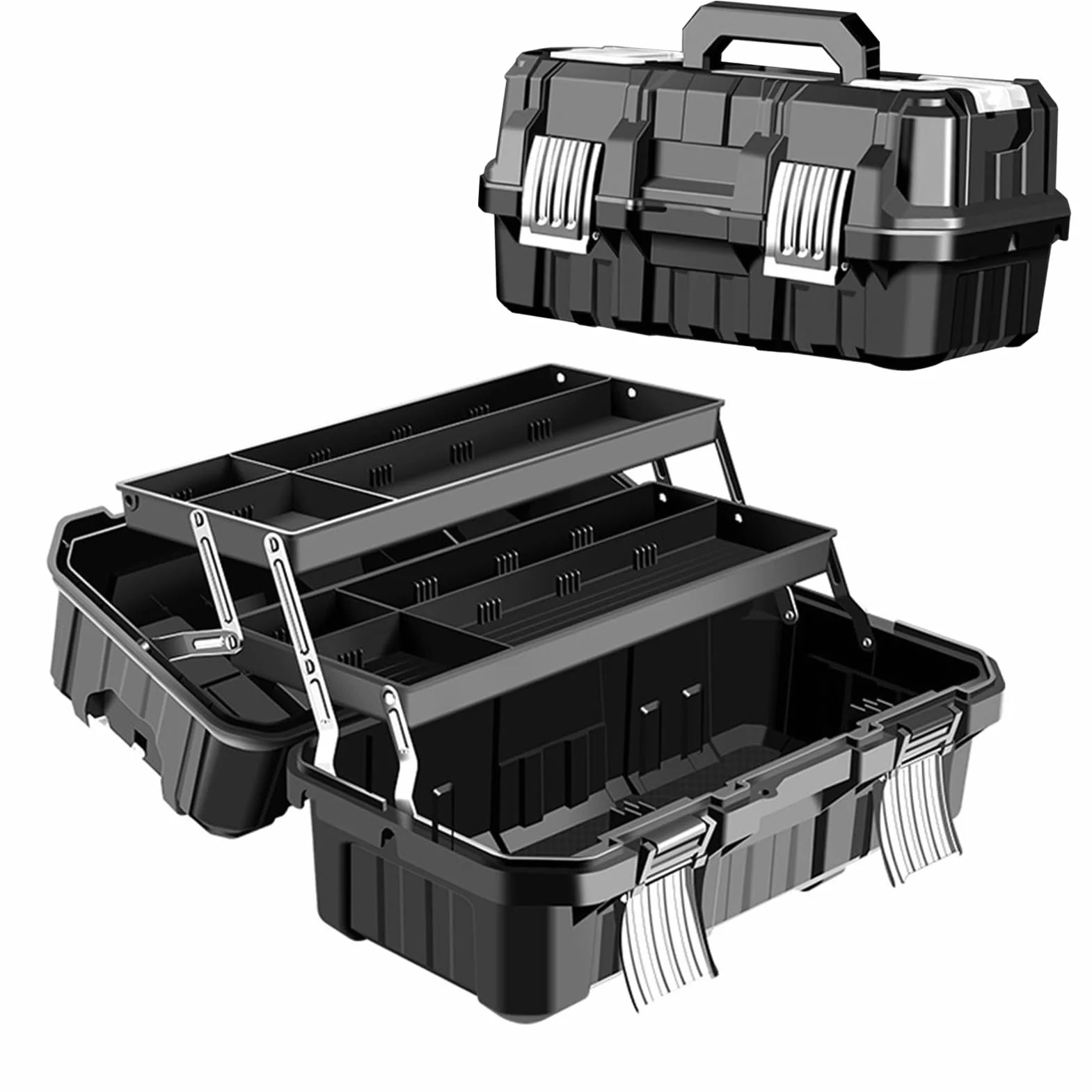 Organizer na narzędzia, 3 warstwy, wodoodporny, składany | do przechowywania narzędzi, wielofunkcyjne, solidne pudełko do przechowywania, narzędzia inżynierii przemysłowej z klamrą ze