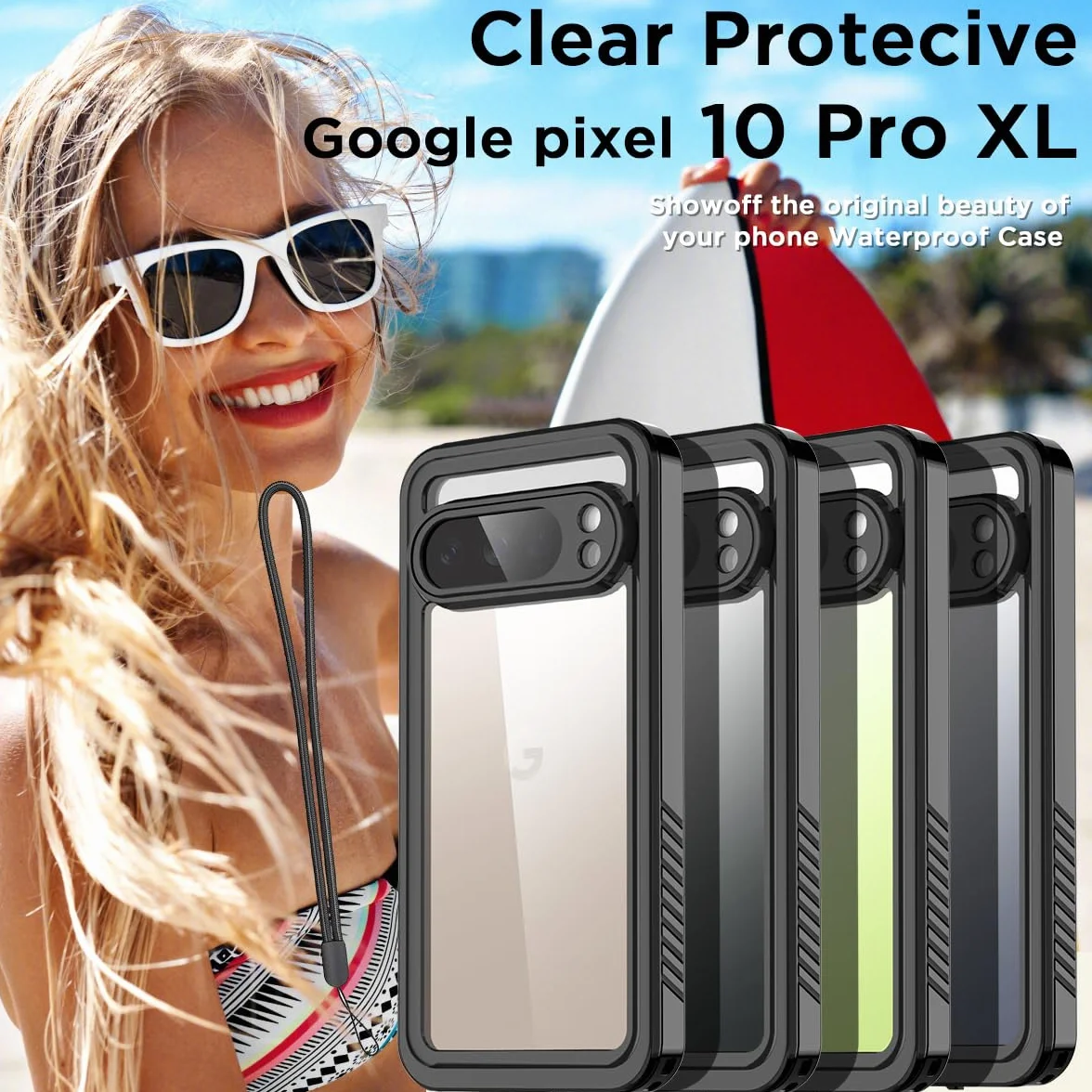 AICase do Google Pixel 10 Pro XL, wodoodporne etui z wbudowanym ochraniaczem ekranu, przezroczyste, odporne na wstrząsy, pyłoszczelne, śniegoszczelne, pełne etui na telefon, odporne na zanurzenie