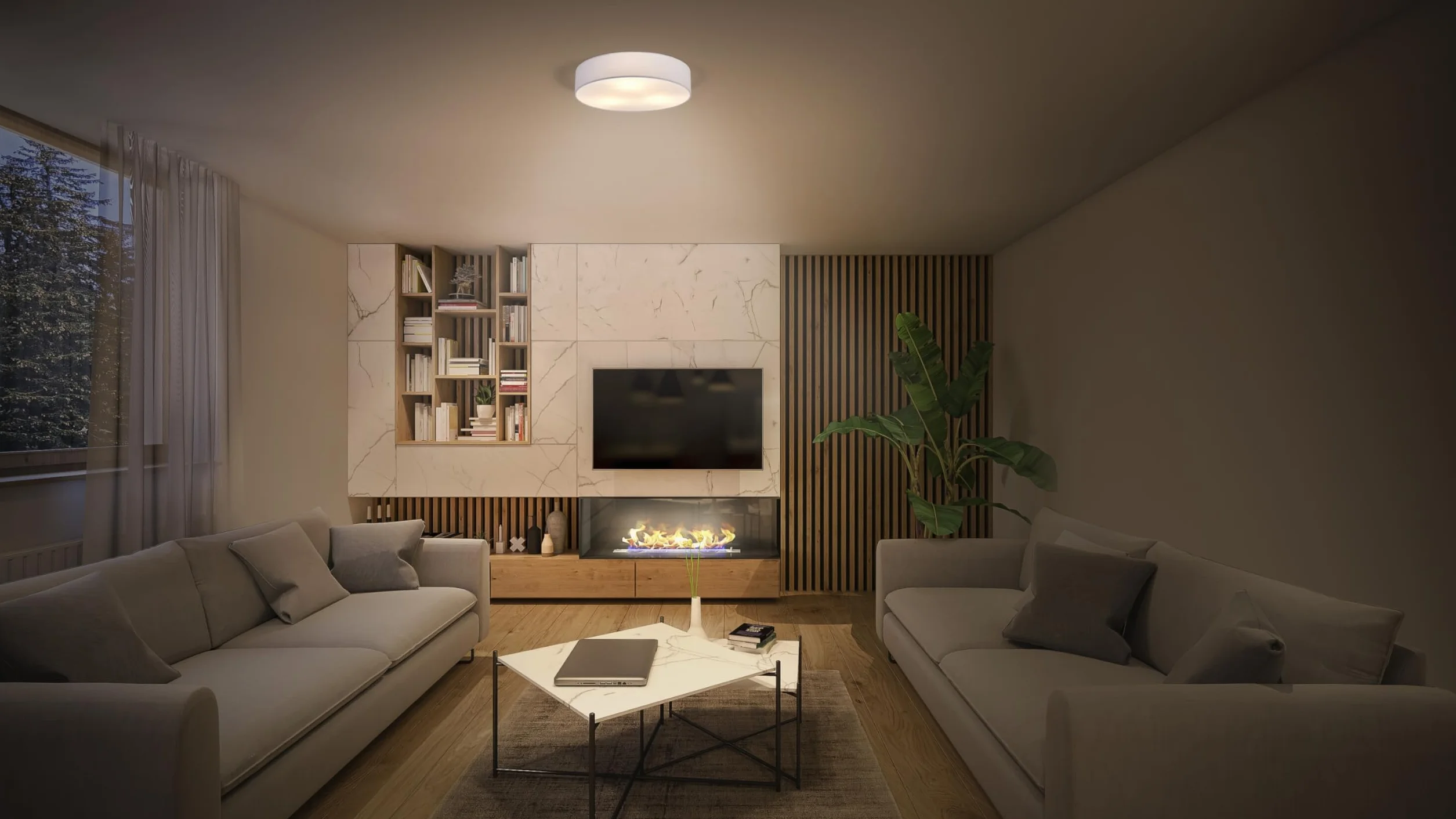 OSRAM Lampa sufitowa ORBIS PARIS 480mm, biała, trzonek 3XE27, możliwość wyposażenia w inteligentną lampę, wysokiej jakości, nowoczesny design, z tekstylnym kloszem, odpowiednia do wnętrz, okrągła, | Orbis Paris, oświetlenie wewnętrzne ścienne, białe, śred