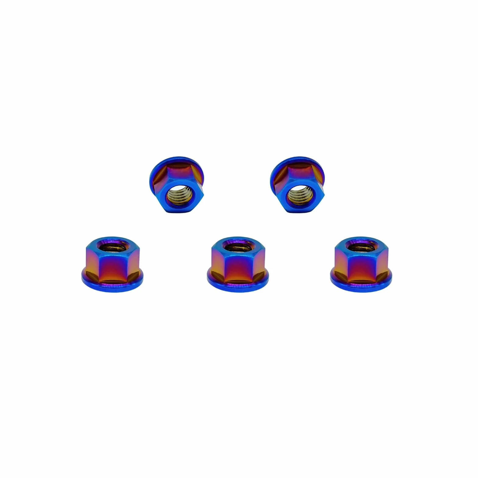 RISON tytanowa nakrętka kołnierzowa M12 x 1,5 mm, tytanowa nakrętka zębata, wypalana, niebieska, 6AL4 V, tytanowa nakrętka kołnierzowa do motocykla, 5 sztuk