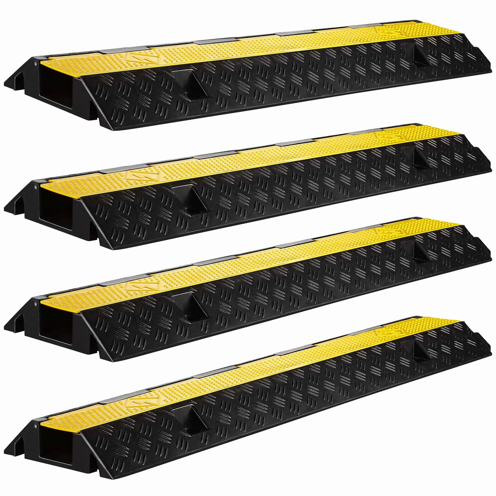 Wiltec Most kablowy 98 x 26 x 6,5 cm w zestawie 4 sztuk, najazd progowy o nośności do 15 t, pomost kablowy ochronny do 30 km/h, osłona przewodów wykonana z polipropylenu i gumy