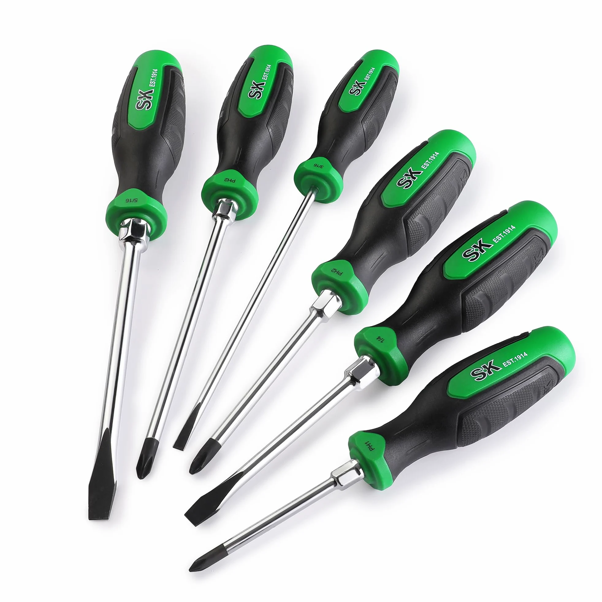 SK Zestaw wkrętaków magnetycznych, stal S2, 3 wkrętaki szczelinowe i 3 krzyżakowe, uchwyt SureGrip®