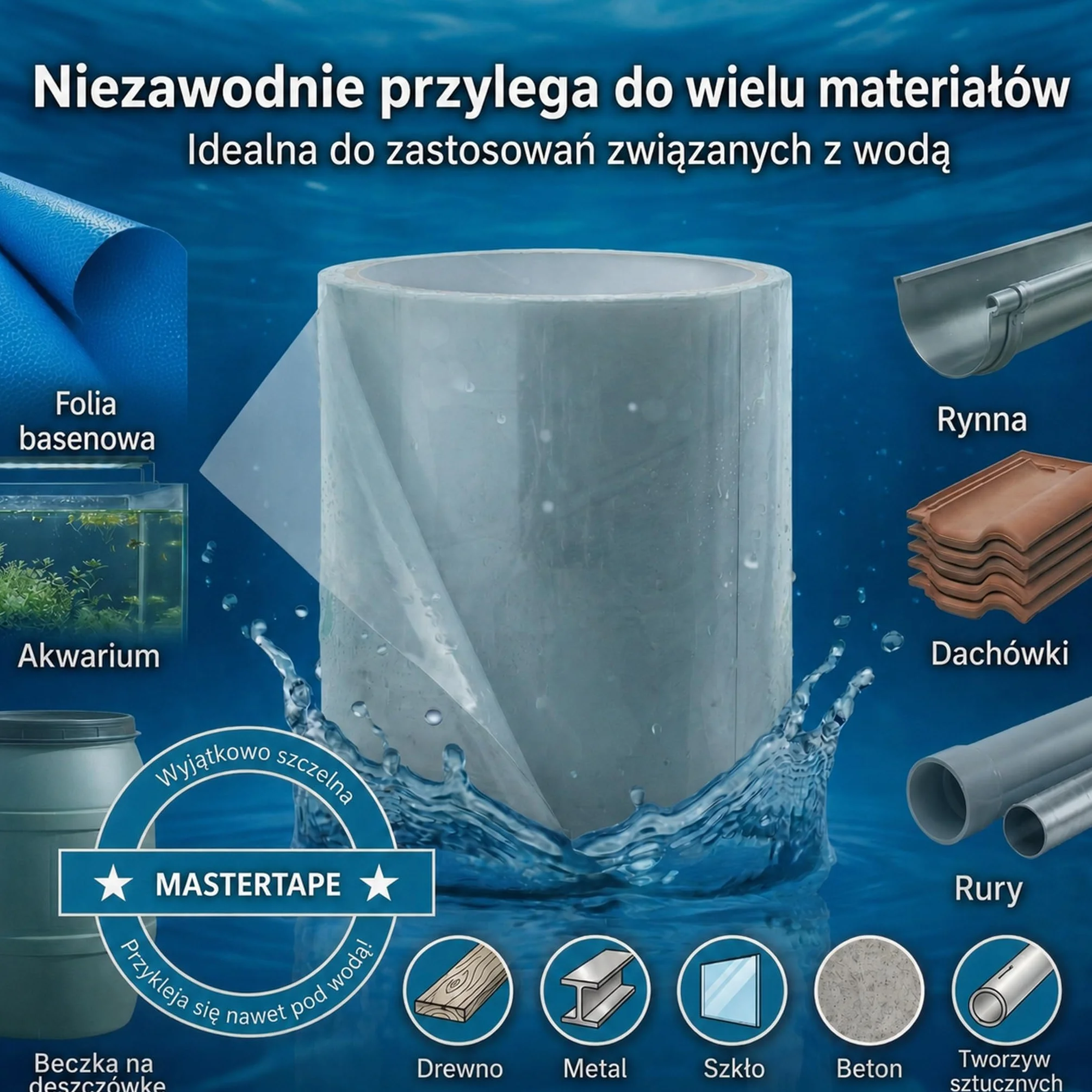 Podwodna taśma naprawcza do basenów, wodoodporna taśma uszczelniająca do namiotów, plandek, rynien, pontonów i łodzi z klejem akrylowym (Czarny, 2 sztuk 10 cm x 100 cm)