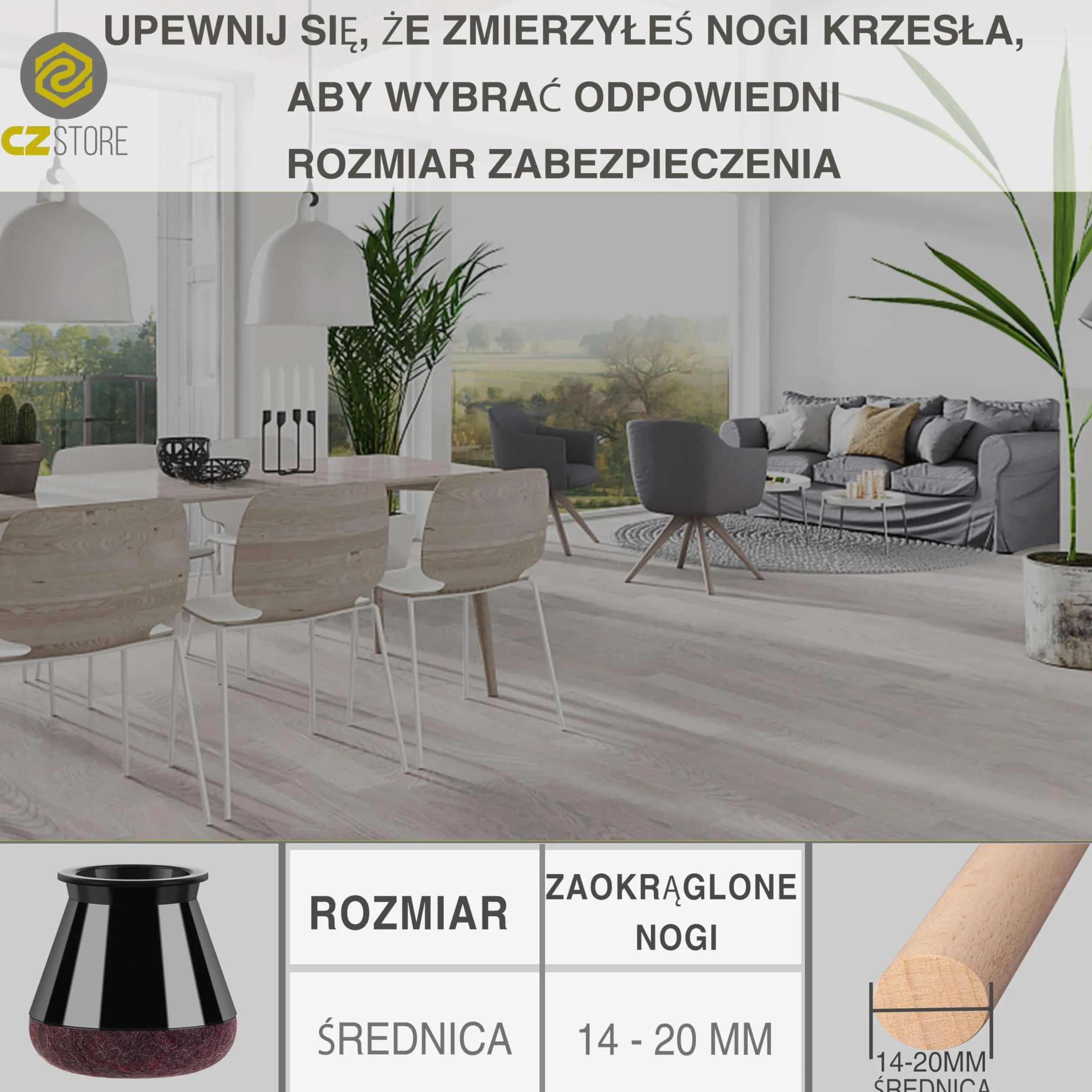 ✮Dożywotnia Gwarancja|Podkładki pod Nóżki Krzesła|16 sztuk|14-20MM|Podkładka Krzesła,Chroni podloge i zapewnia Ciszę i Słońce|Nakładka na krzesło, Gruby Filc Przeciw zadrapaniowy|Trwały Silikon,Czarny