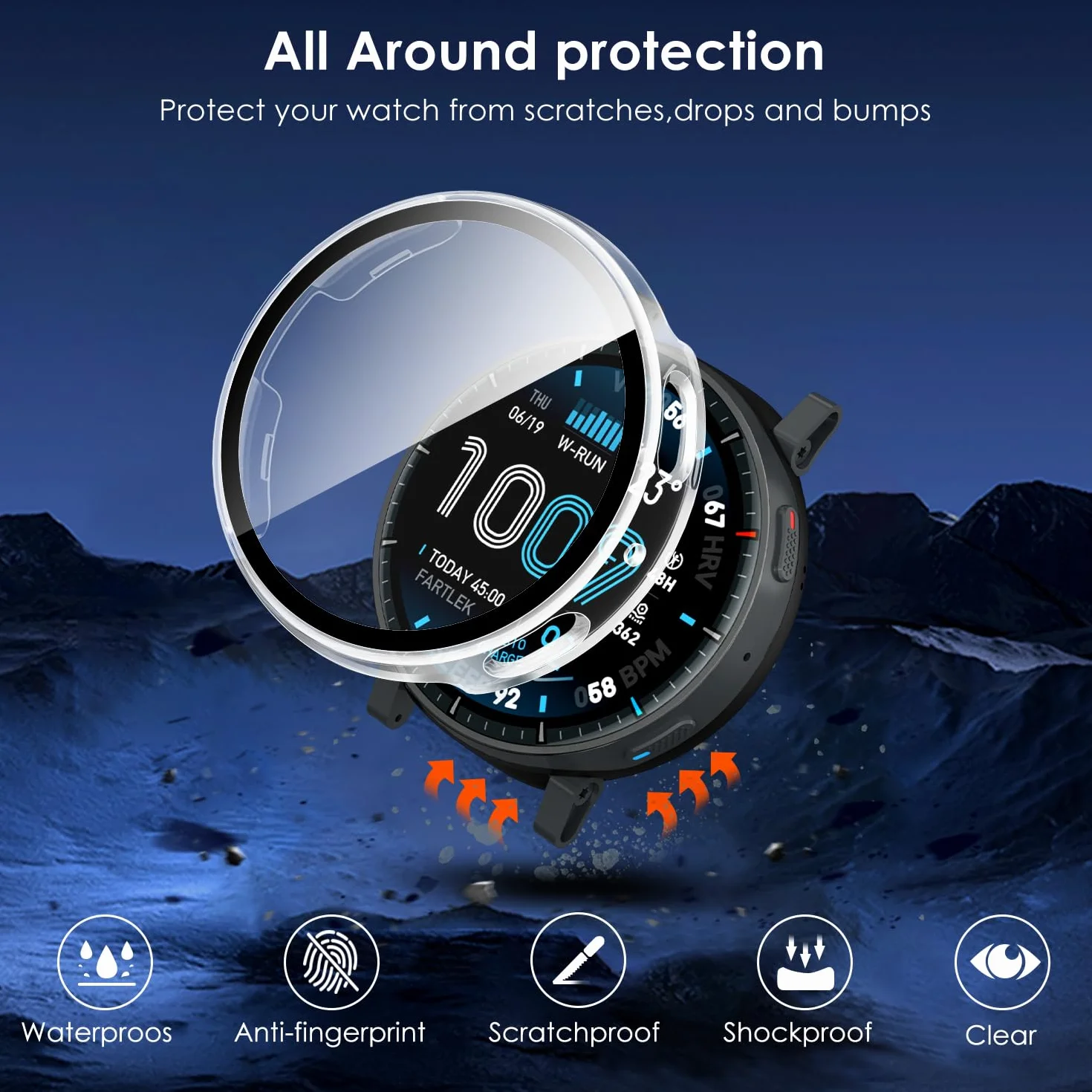 iVoler 3 sztuki etui ze szkła hartowanego do Amazfit Active Max, pełne pokrycie, odporna na wstrząsy osłona ekranu, smukły twardy zderzak