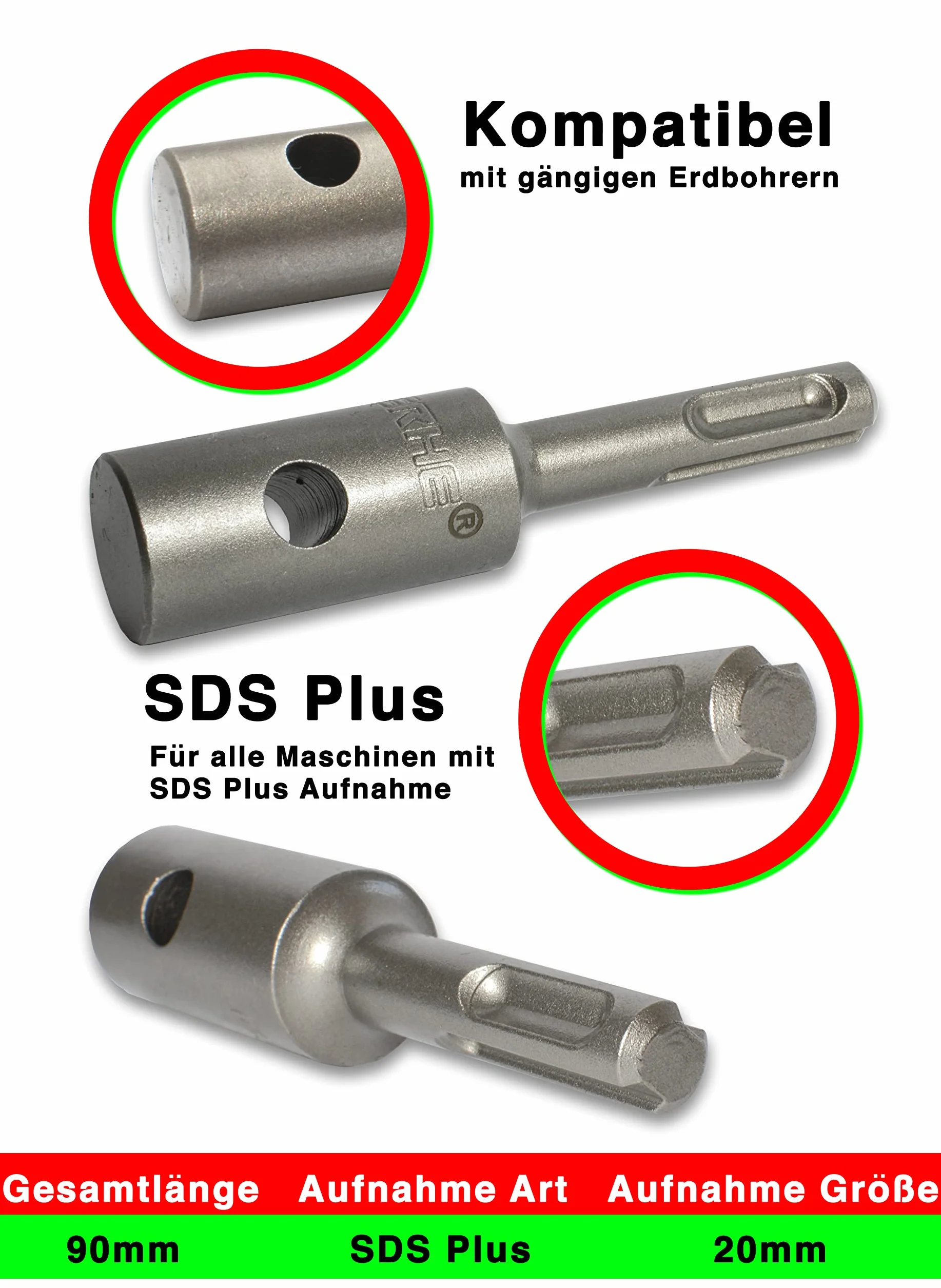 WERHE świder ziemny 250 mm, podwójna spirala, stal, adapter SDS Plus | długość całkowita 800 mm, głębokość robocza 760 mm, waga 8,9 kg, grot centrujący, do wiercenia pod słupki i fundamentów