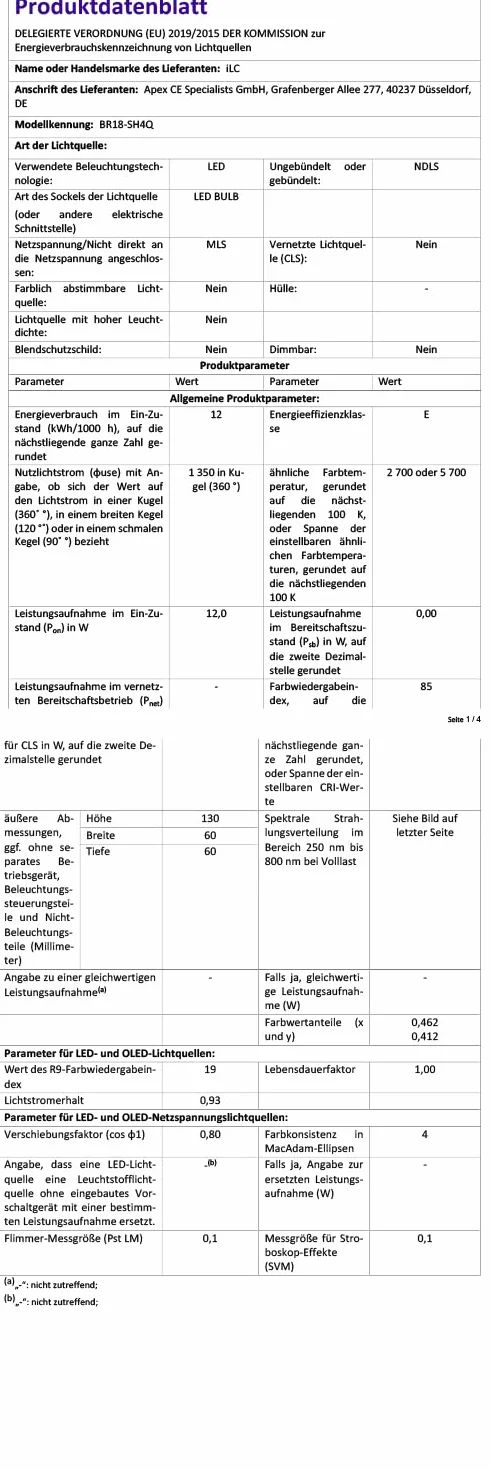 ILC żarówka Edisona E27 o mocy 12 W, ekwiwalent 85 W, zmieniająca kolor ściemniana, RGBW LED, ciepła biel 2700 K, dołączony pilot zdalnego sterowania