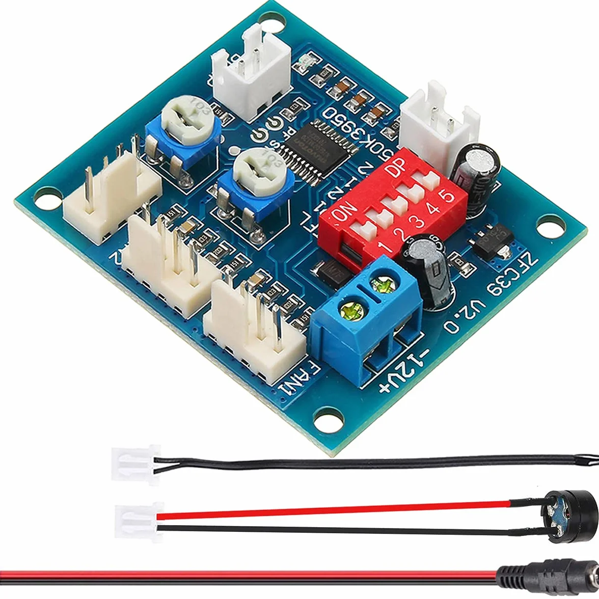 Termostat Moduł wentylatora PWM Wentylator PC Regulator prędkości temperatury Gubernator 4 przewody 3 kanały DC 12 V NTC Czujnik termiczny/brzęczyk