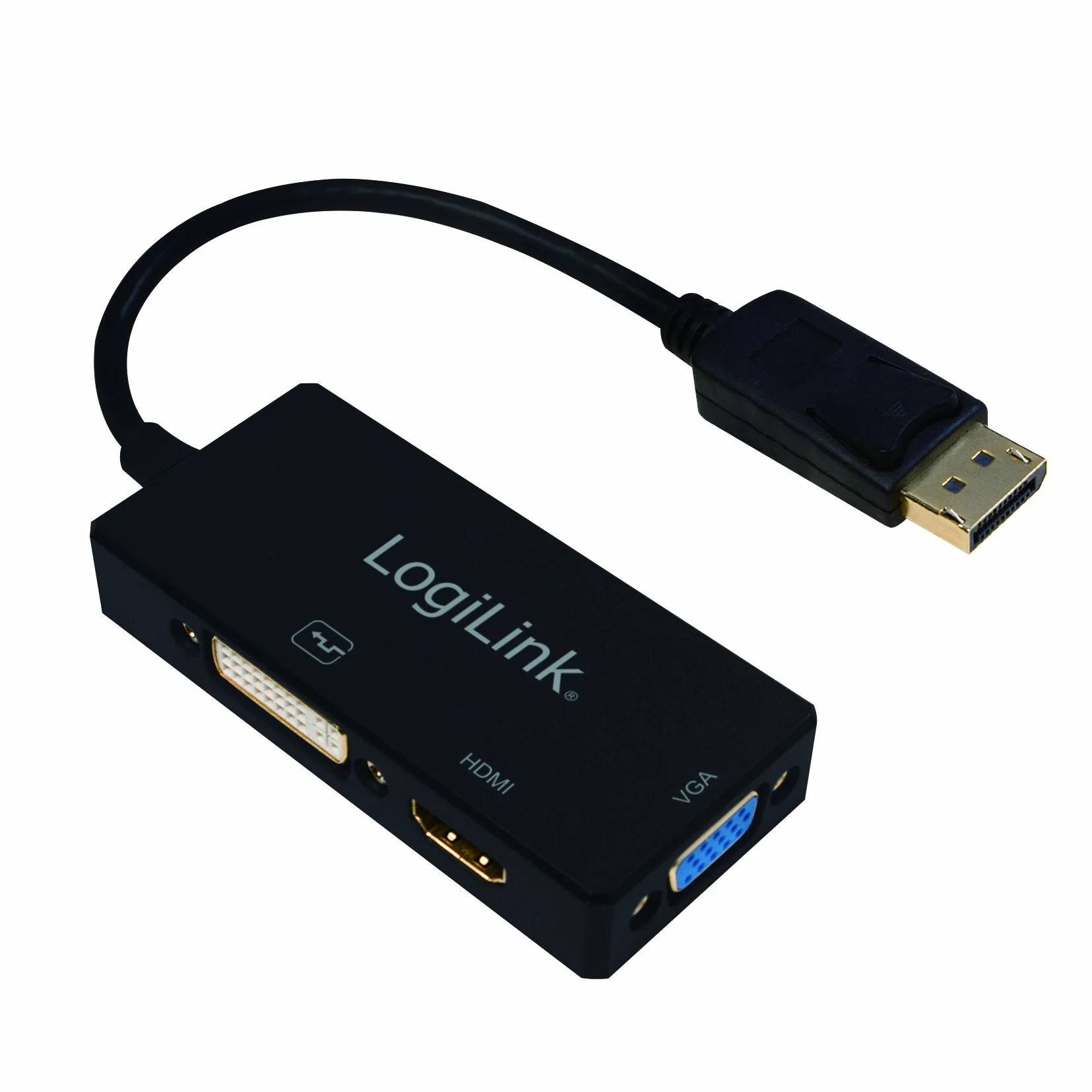 LogiLink CV0109 4K DisplayPort na DVI HDMI VGA adapter czarny