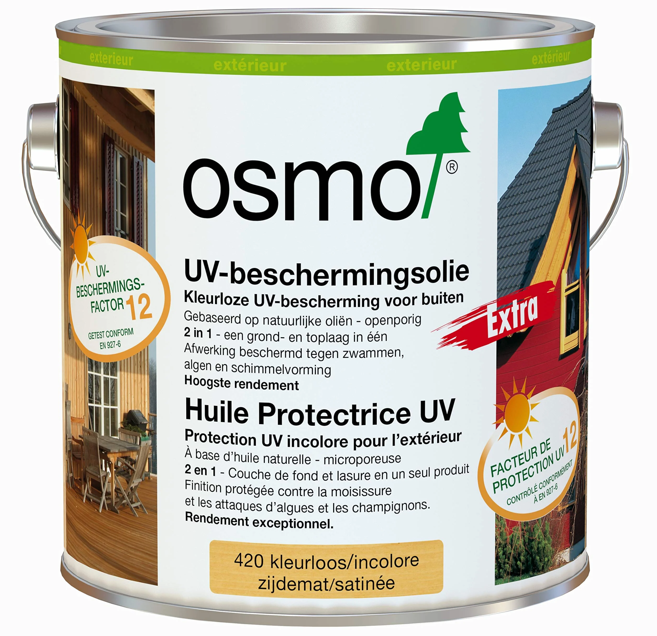 Osmo Solia UV 420, Kleurloos 2,5 l 420, Kleurloos Verermt, verticaal hout tegen UV straling