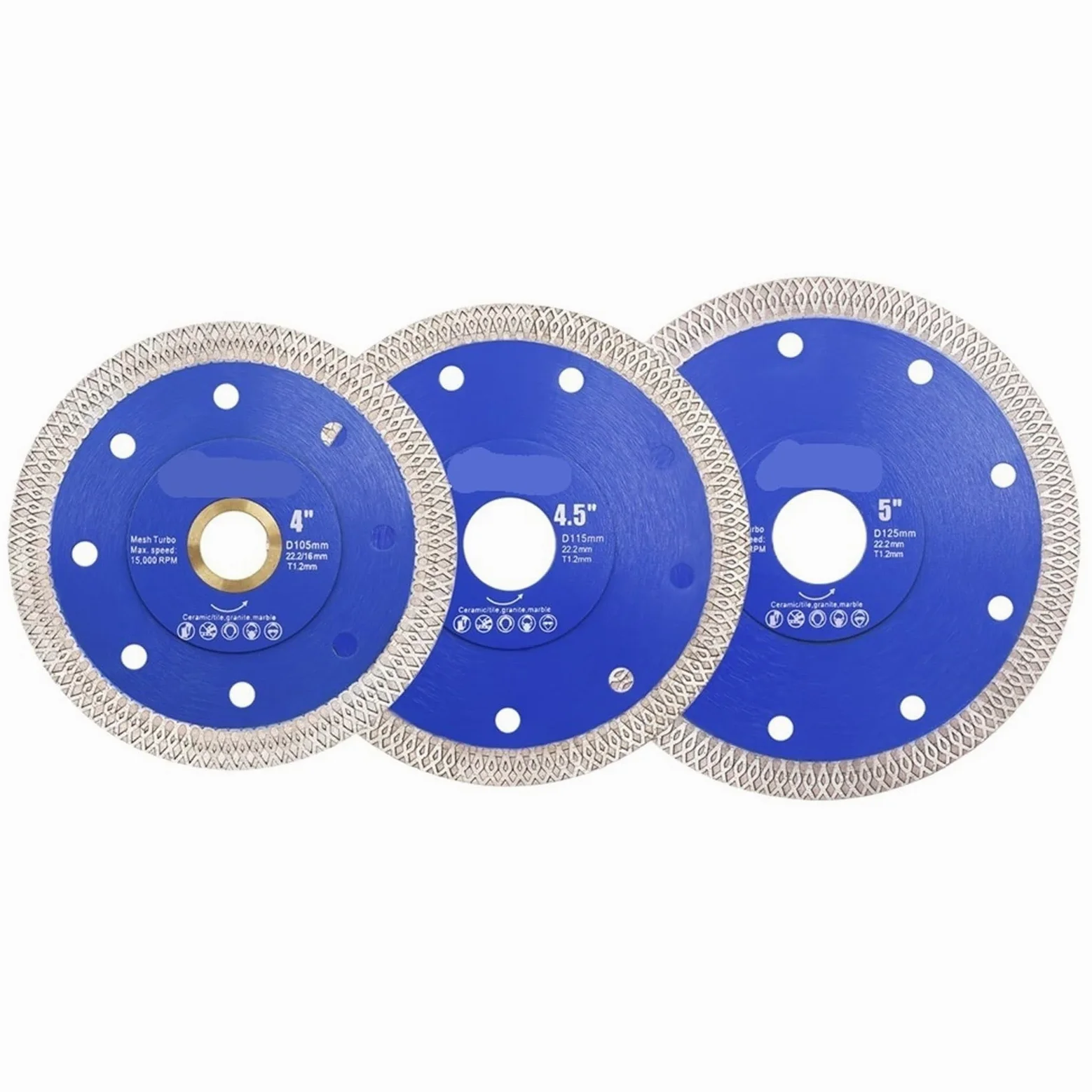 4"/105 mm 4 cale 105 mm 115 mm 5"/125 mm 125 mm tarcza diamentowa Turbo Mesh X do marmuru, ceramiki, porcelany i płytek. (4 cale 105 mm)